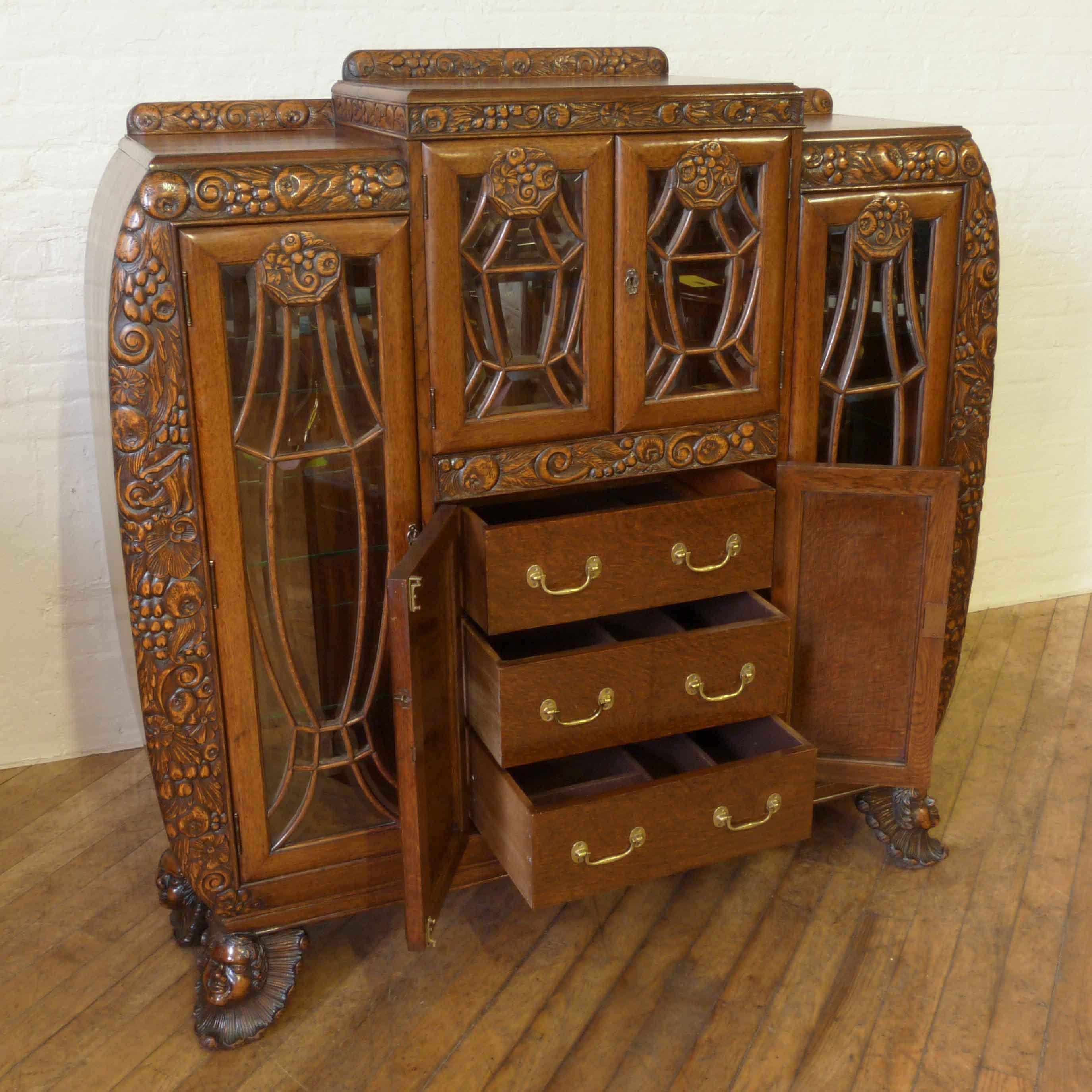 Art Deco Oak Cabinet For Sale 1