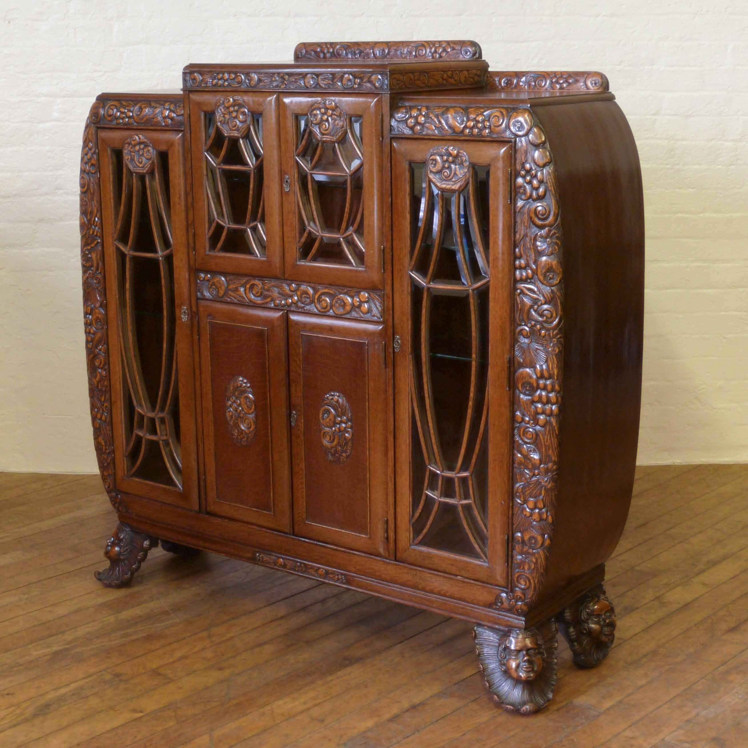 Art Deco Oak Cabinet For Sale 7