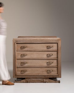 Art Deco Oak Chest of Drawers, French, Pale Limed Finish, 1930s