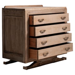 Art Deco Oak Chest of Drawers, French, Pale Limed Finish, 1930s