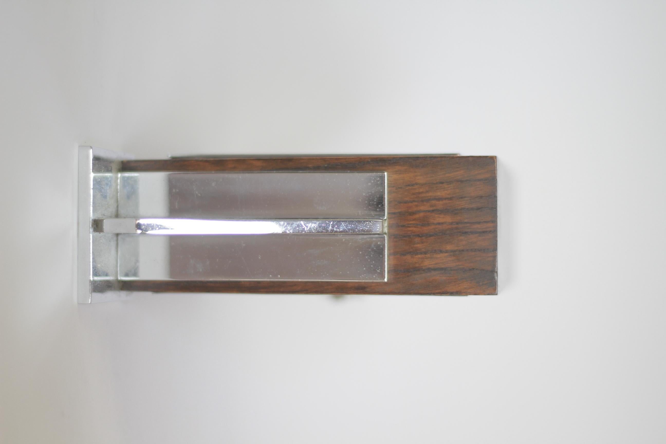 Plated Art Deco Oak & Chrome Mantel clock For Sale