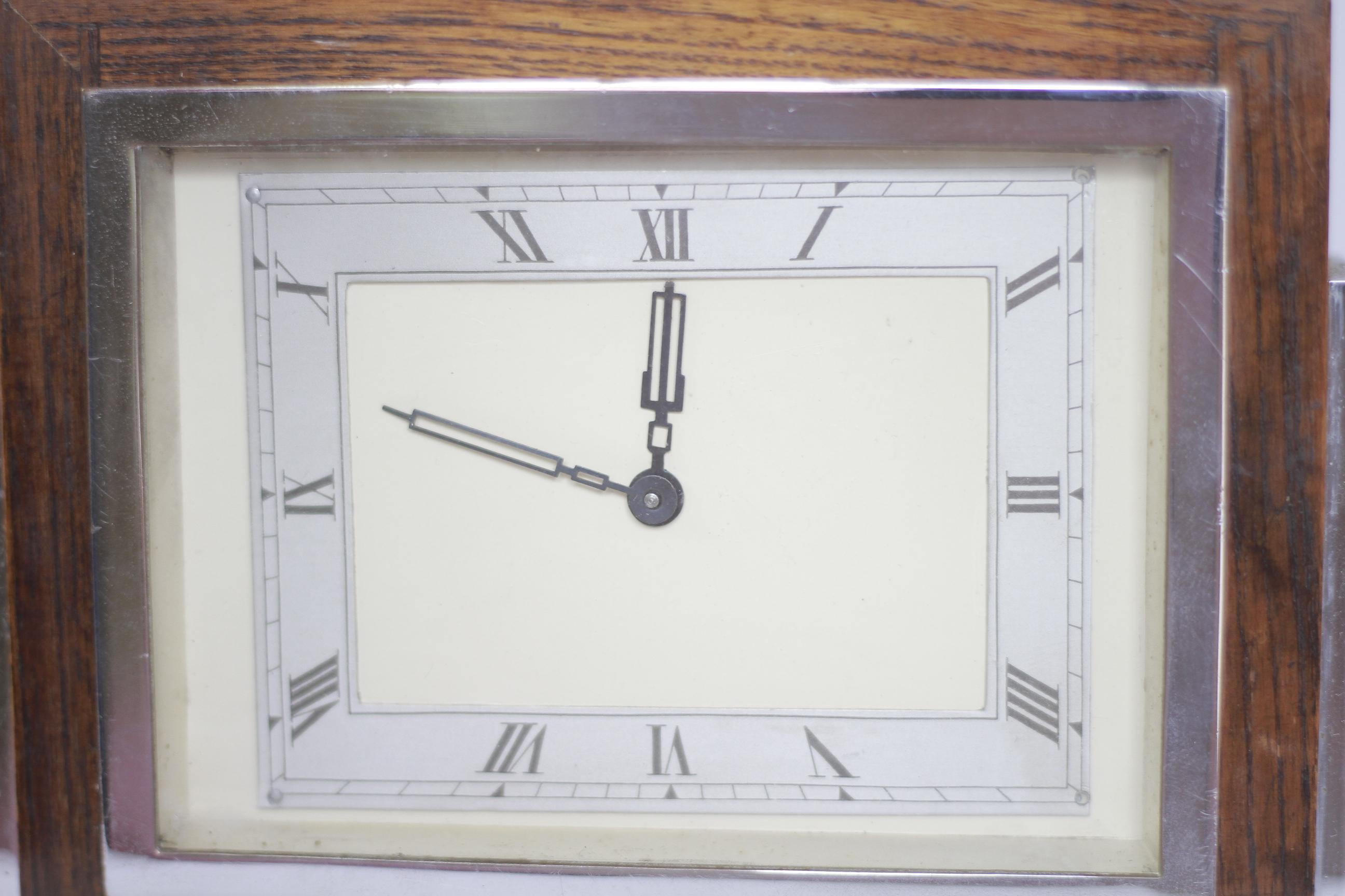 Mid-20th Century Art Deco Oak & Chrome Mantel clock For Sale