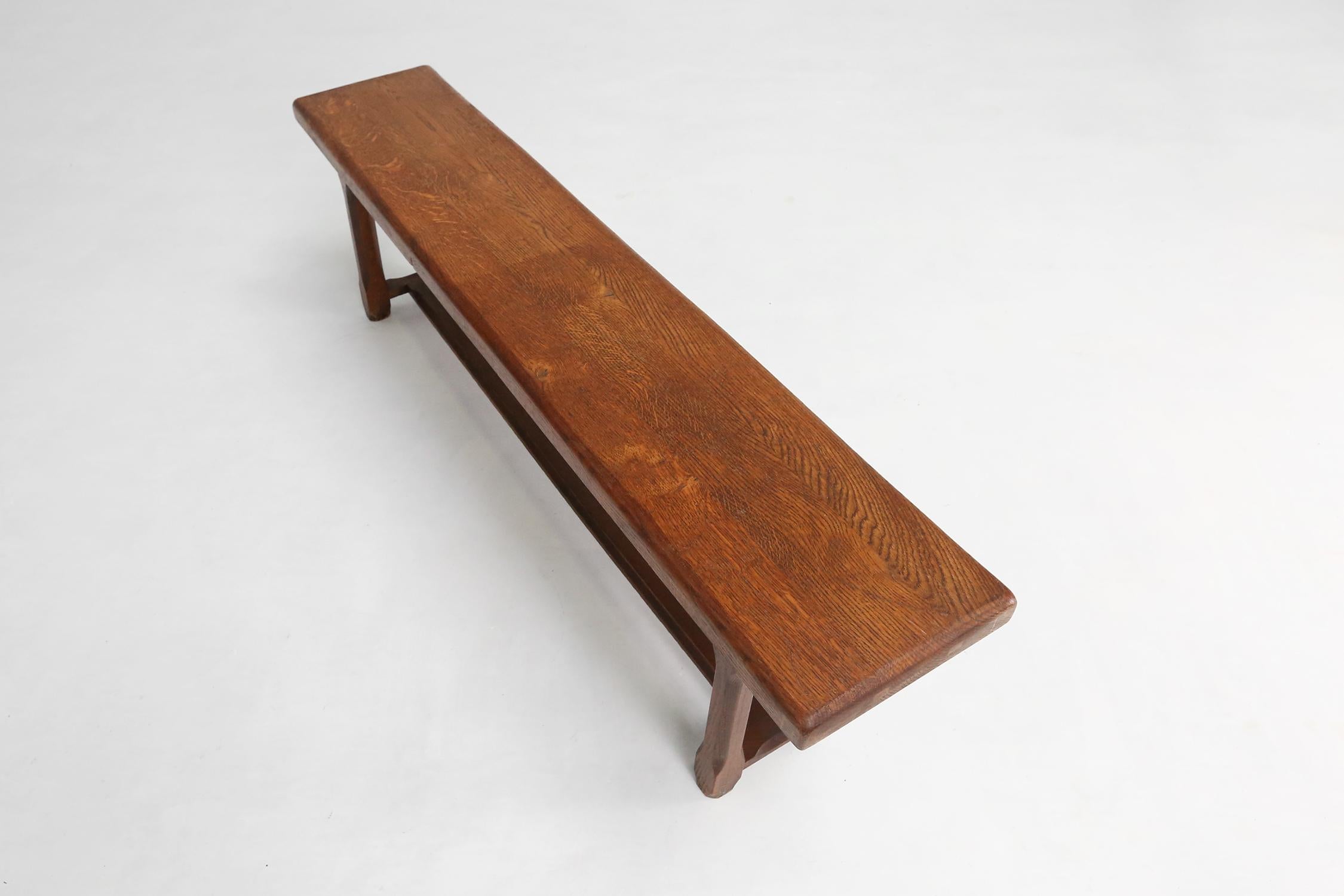 Art Deco Oak Church Bench, 1940s In Good Condition In Meulebeke, BE