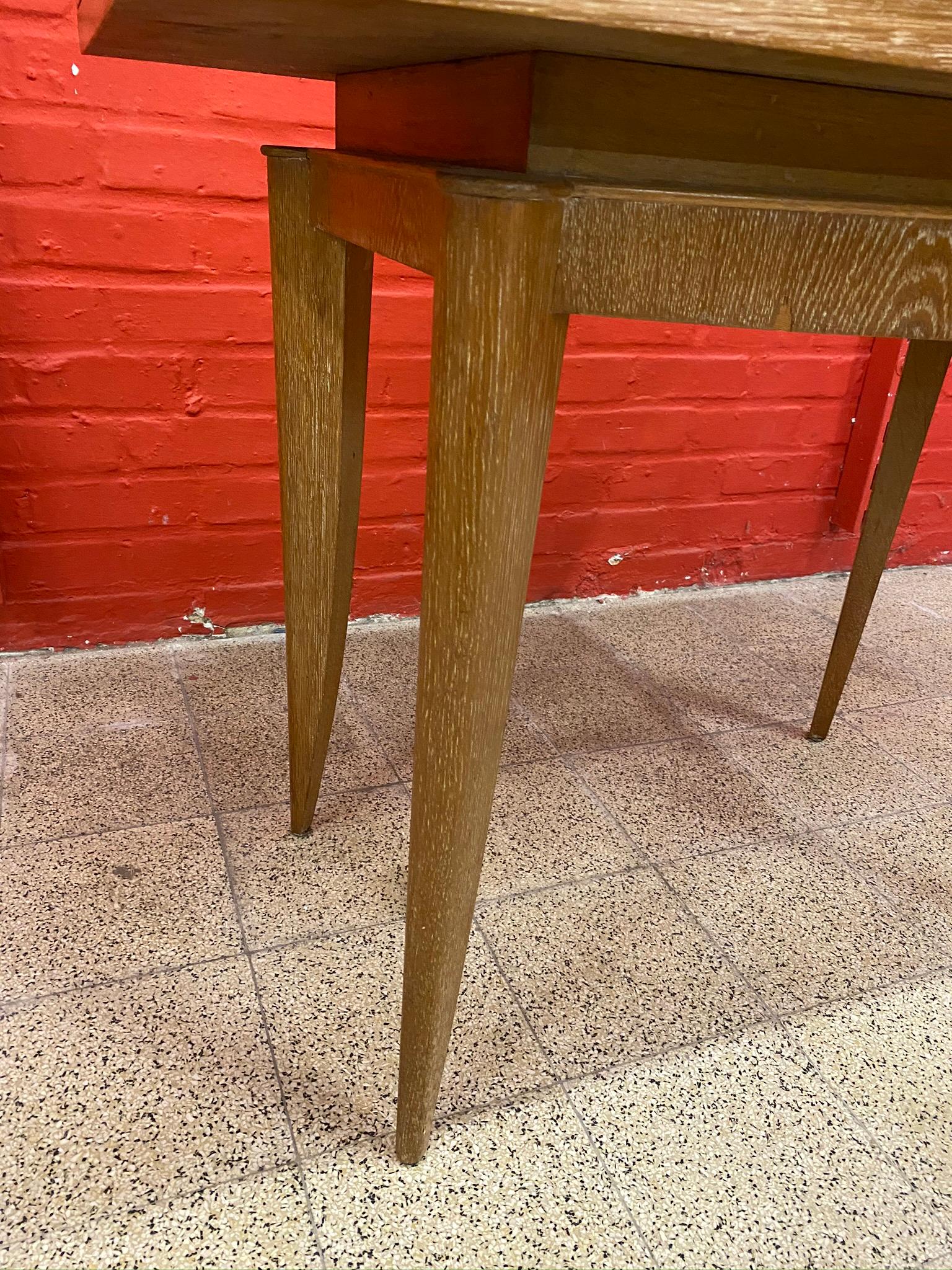 French Art Deco Oak Console or Table and Table, circa 1930 For Sale