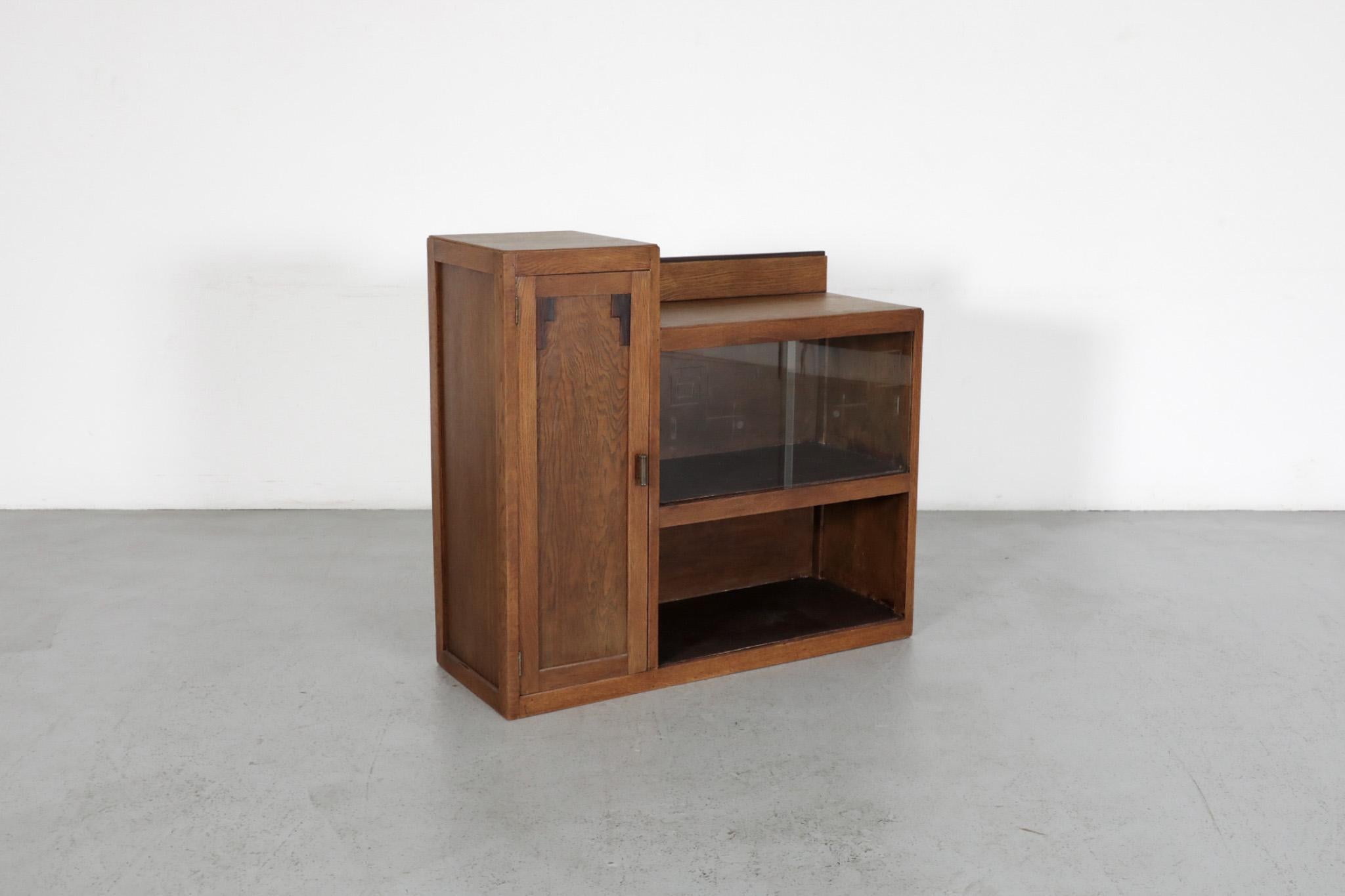 Art Deco Oak Curio Cabinet with Cocobolo Accents and Etched Glass Doors 5