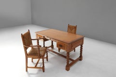 Art Deco oak desk and matching chairs 1940's