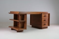 Art Deco oak desk by Charles Dudouyt, France 1940s