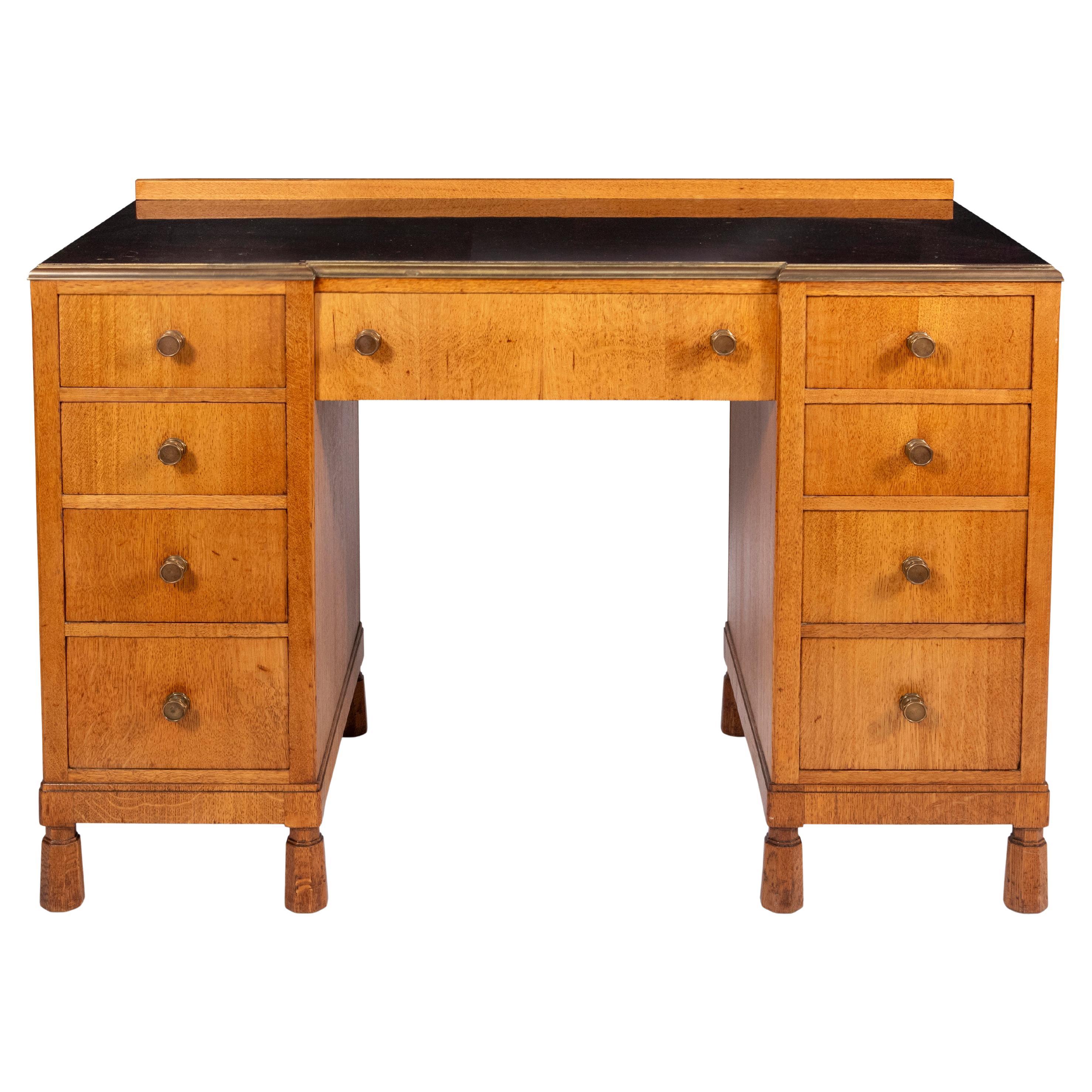 Art Deco Oak Desk by Morris of Glasgow, Scotland circa 1920