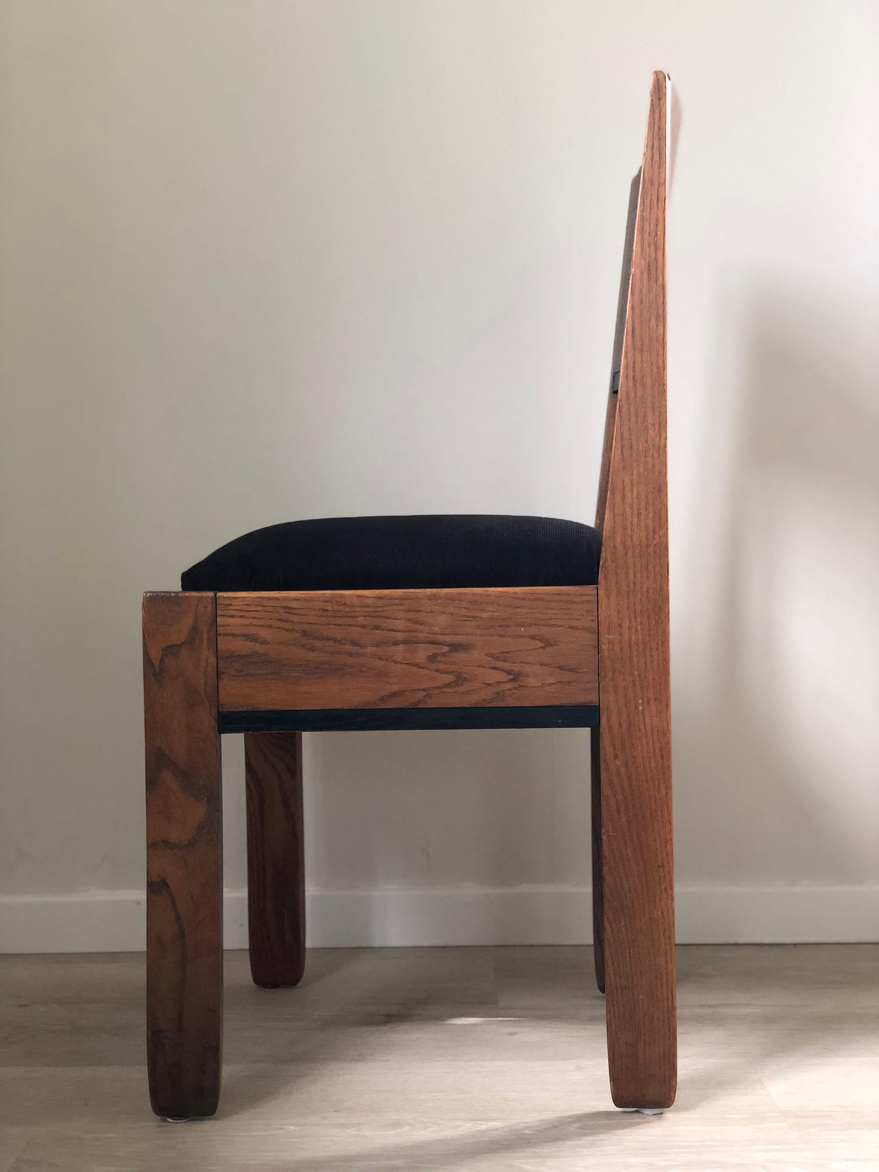 Chaise de salle à manger en Oak Oak Art Deco par J.A. Muntendam pour L.O.V. Oosterbeek des années 1920. en vente 3