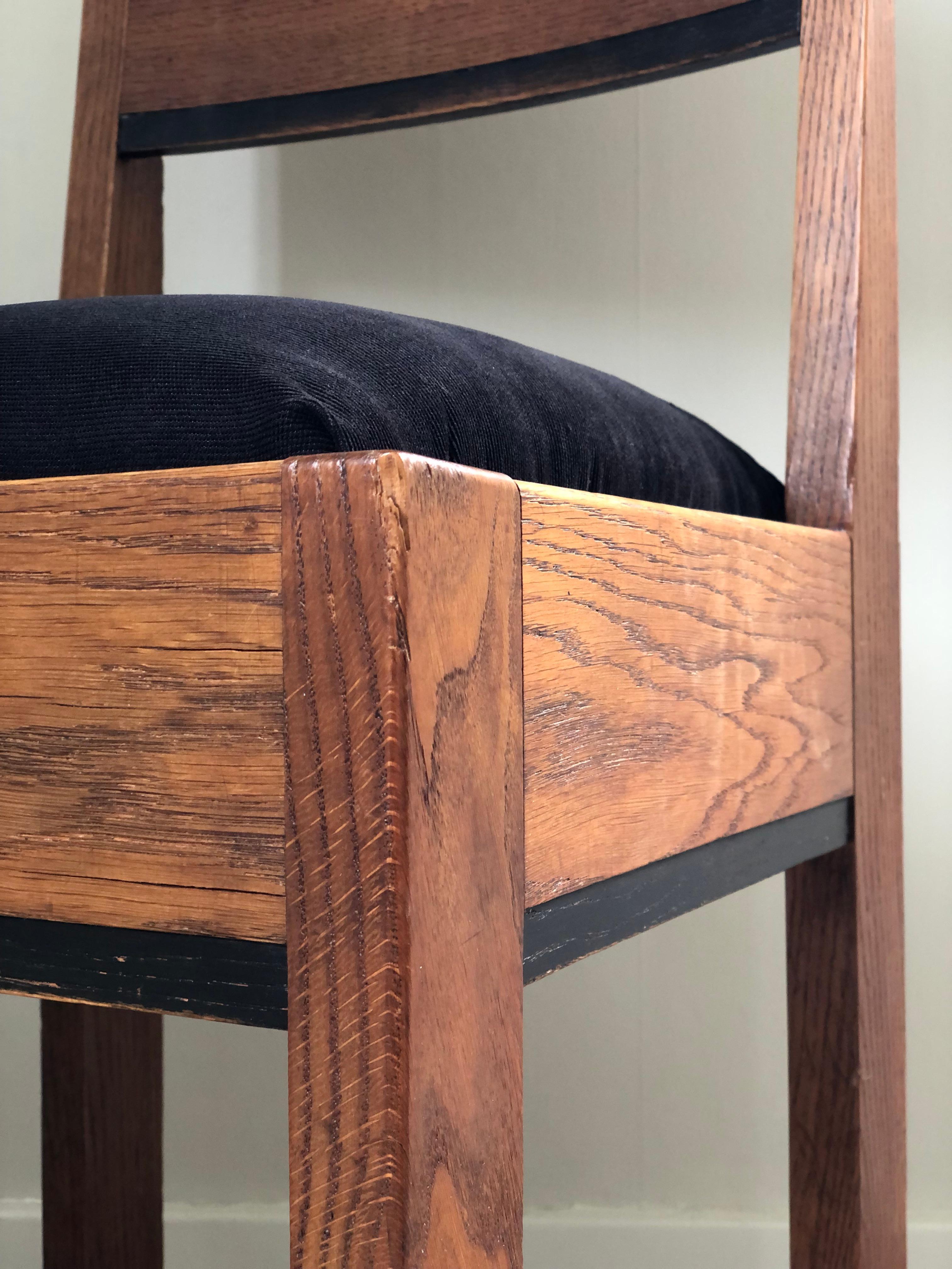 Chaise de salle à manger en Oak Oak Art Deco par J.A. Muntendam pour L.O.V. Oosterbeek des années 1920. Bon état - En vente à Sakskøbing, DK