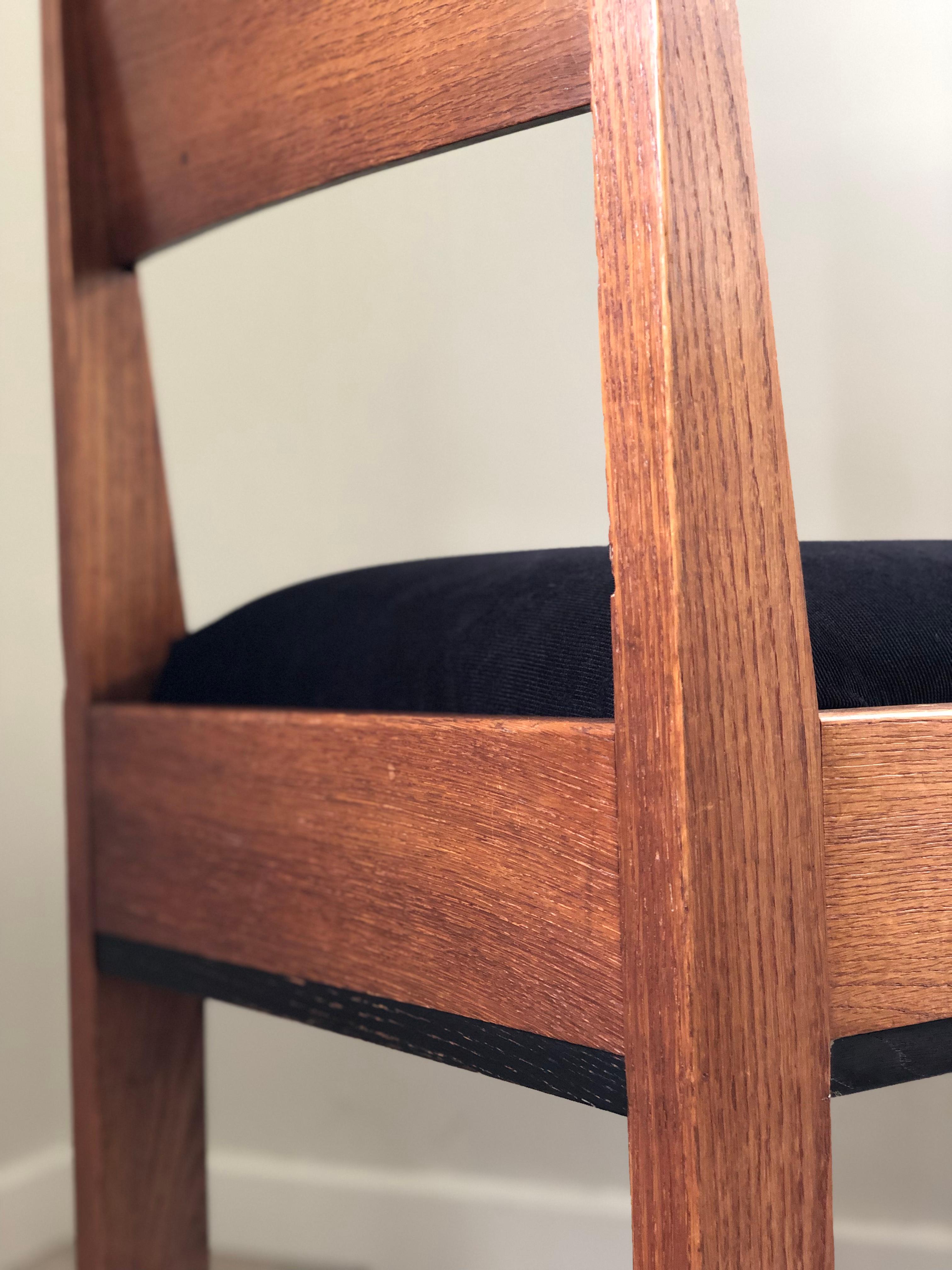 Tissu Chaise de salle à manger en Oak Oak Art Deco par J.A. Muntendam pour L.O.V. Oosterbeek des années 1920. en vente