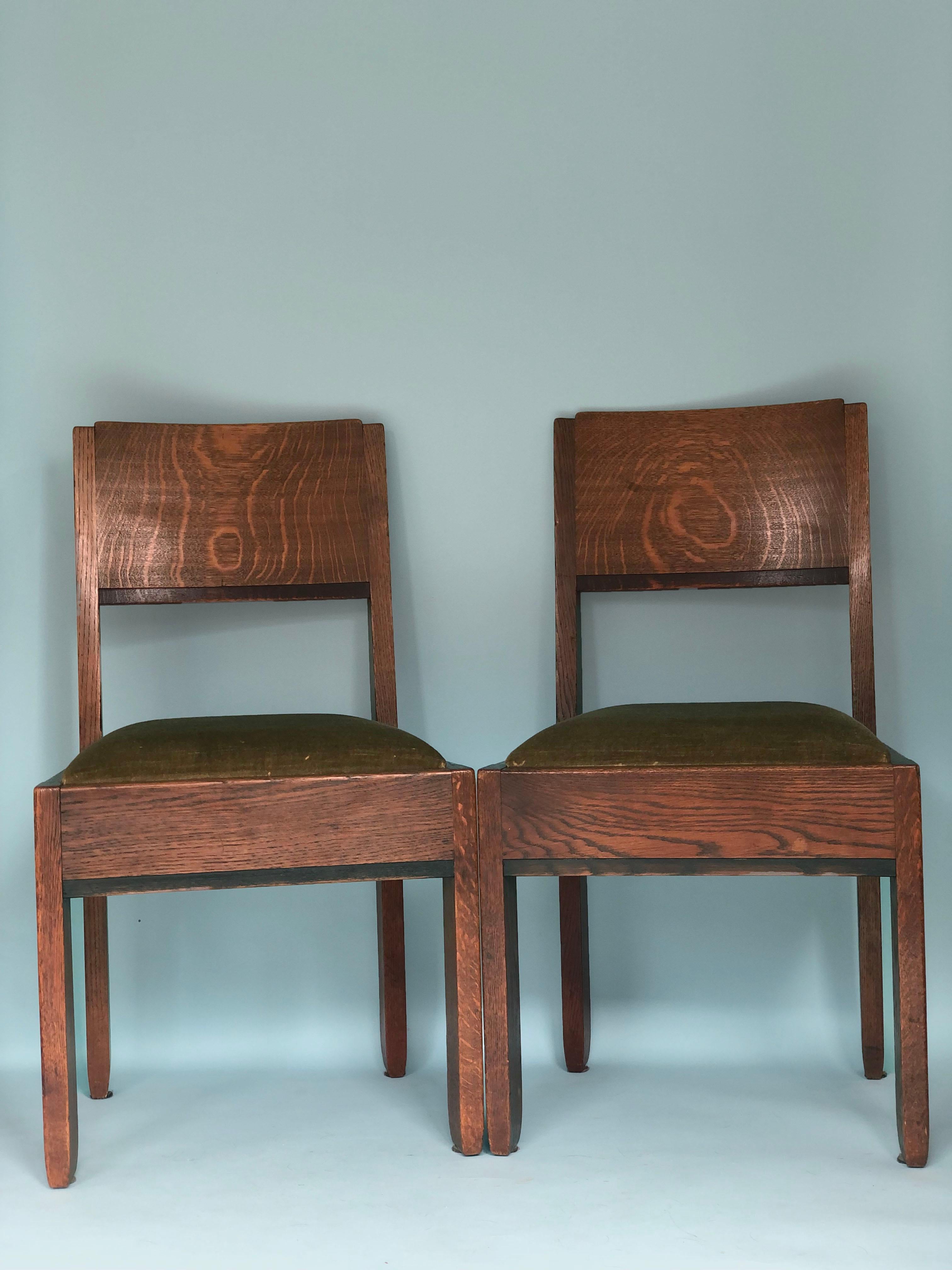 ON HOLD Art Deco Oak Dining Chairs by J.A. Muntendam for L.O.V. Oosterbeek 1920s 4