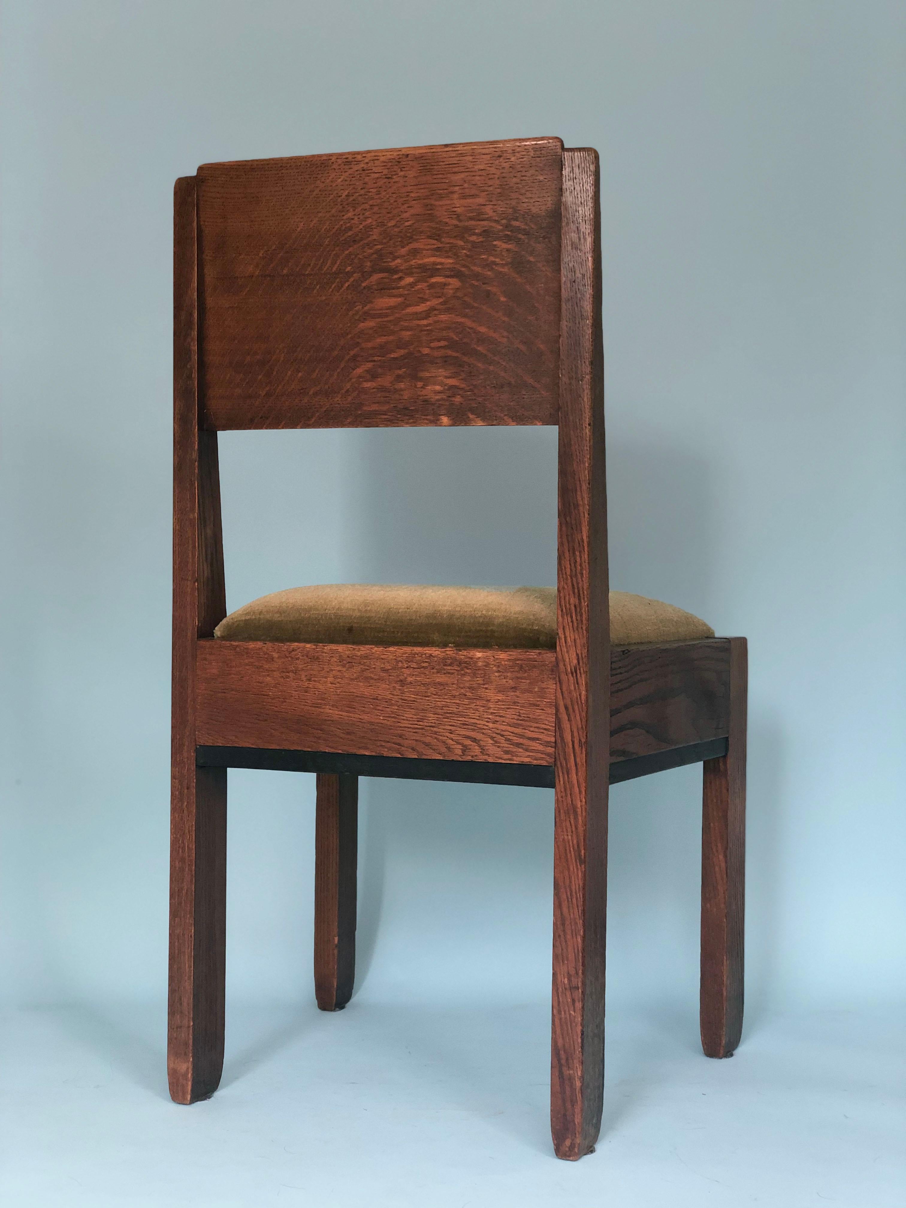 Dutch ON HOLD Art Deco Oak Dining Chairs by J.A. Muntendam for L.O.V. Oosterbeek 1920s