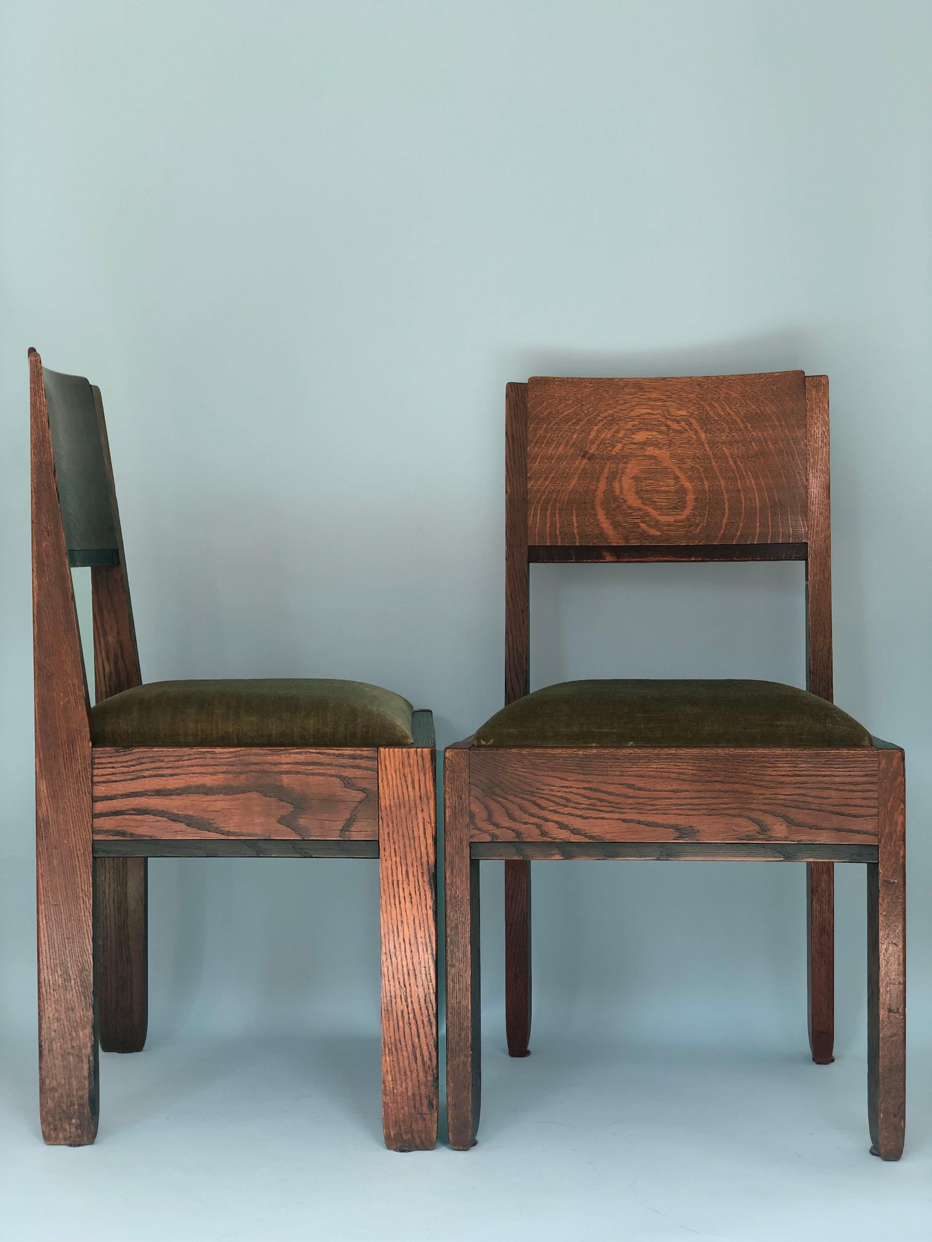 ON HOLD Art Deco Oak Dining Chairs by J.A. Muntendam for L.O.V. Oosterbeek 1920s 2