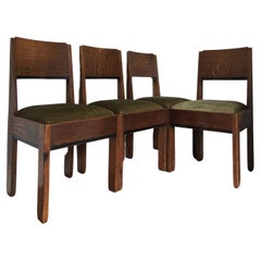 Art Deco Oak Dining Chairs by J.A. Muntendam for L.O.V. Oosterbeek 1920s 4x