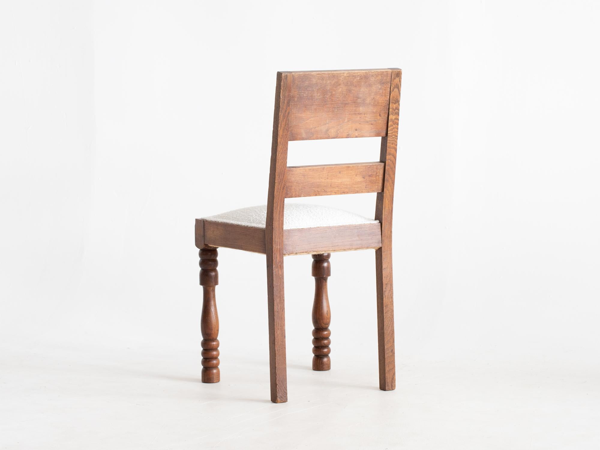 French Art Deco Oak Dining Chairs For Sale