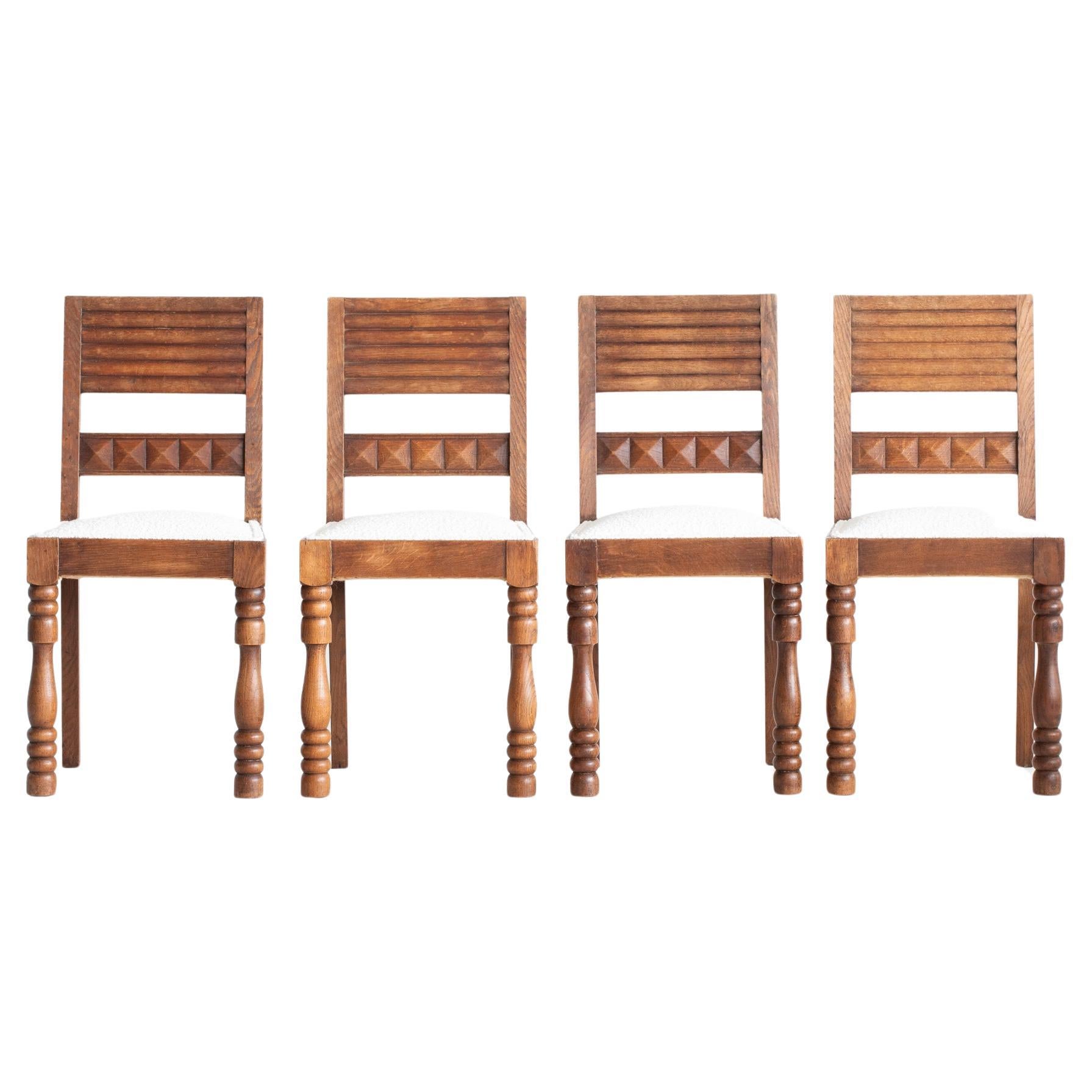 Art Deco Oak Dining Chairs For Sale