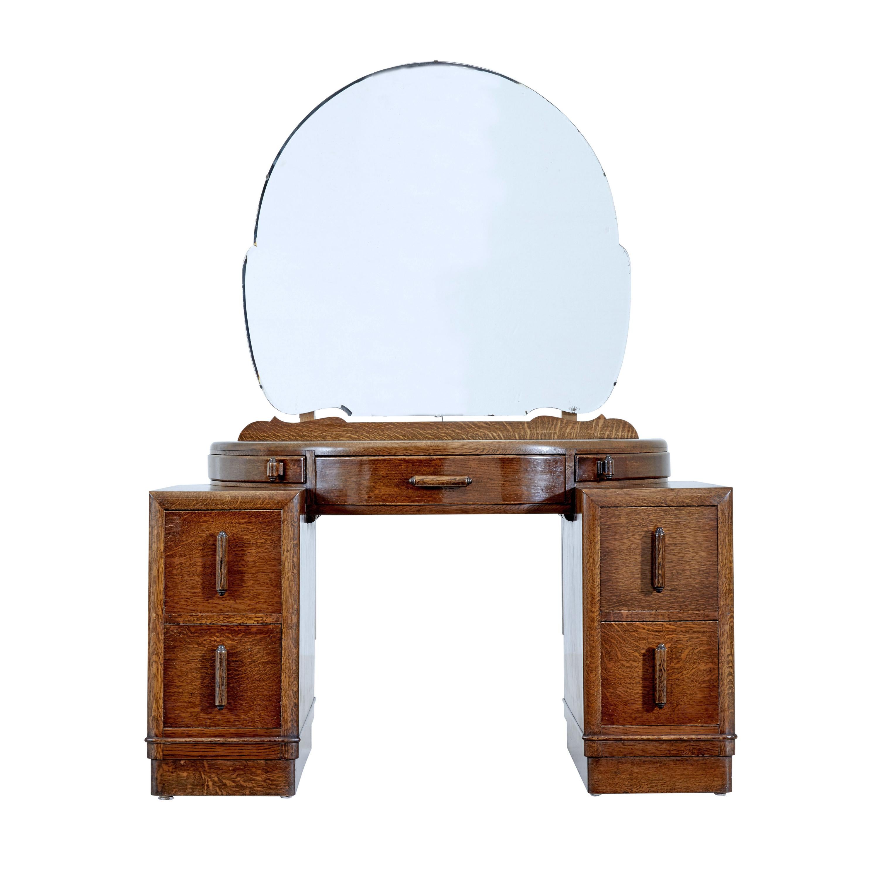 Art Deco Oak Dressing Table with Mirror