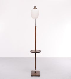 Art Deco Oak Floor Lamp with Table 1930s Holland