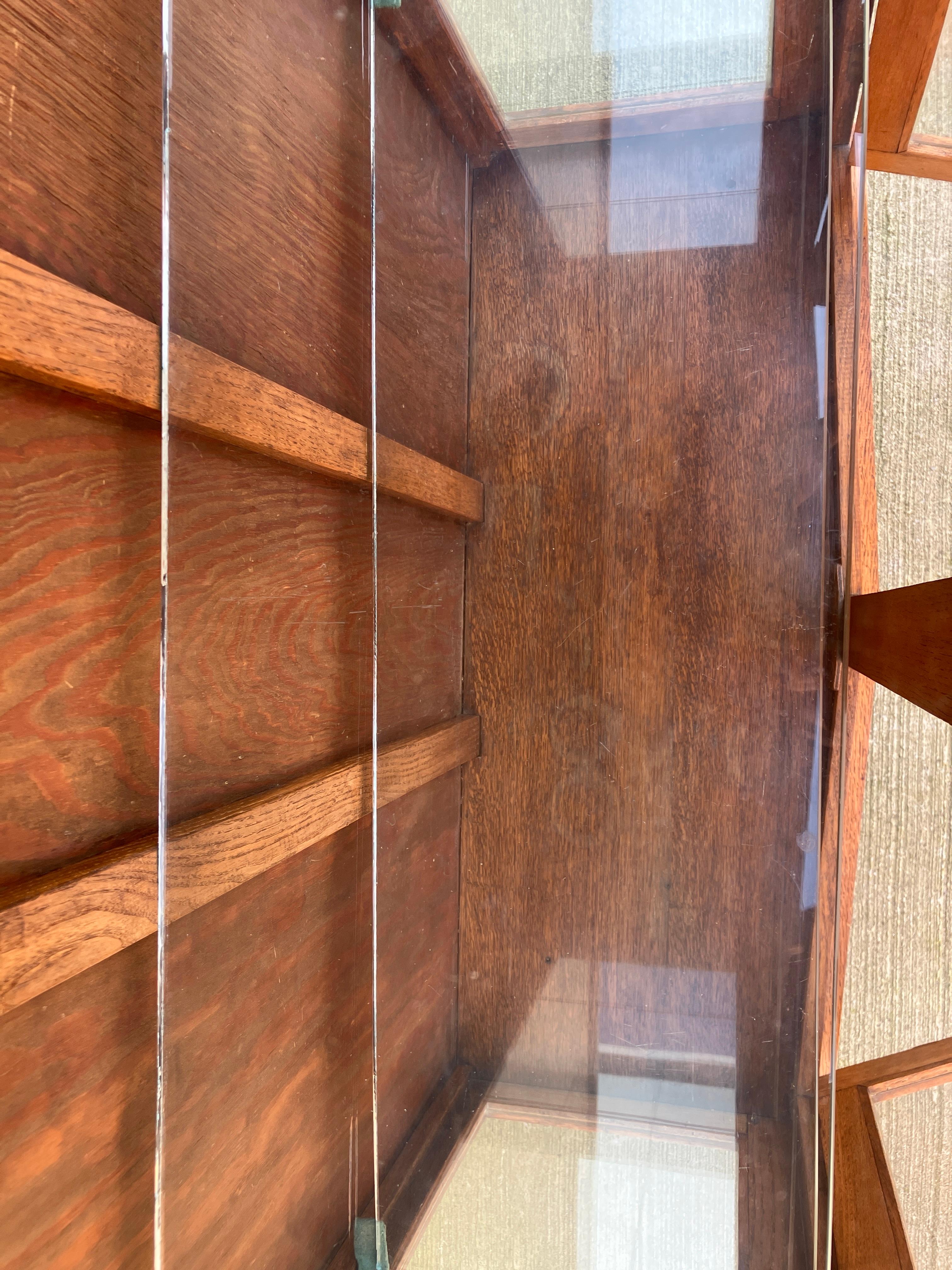 Art Deco Oak Glazed Display Cabinet with Glass Shelves  For Sale 6