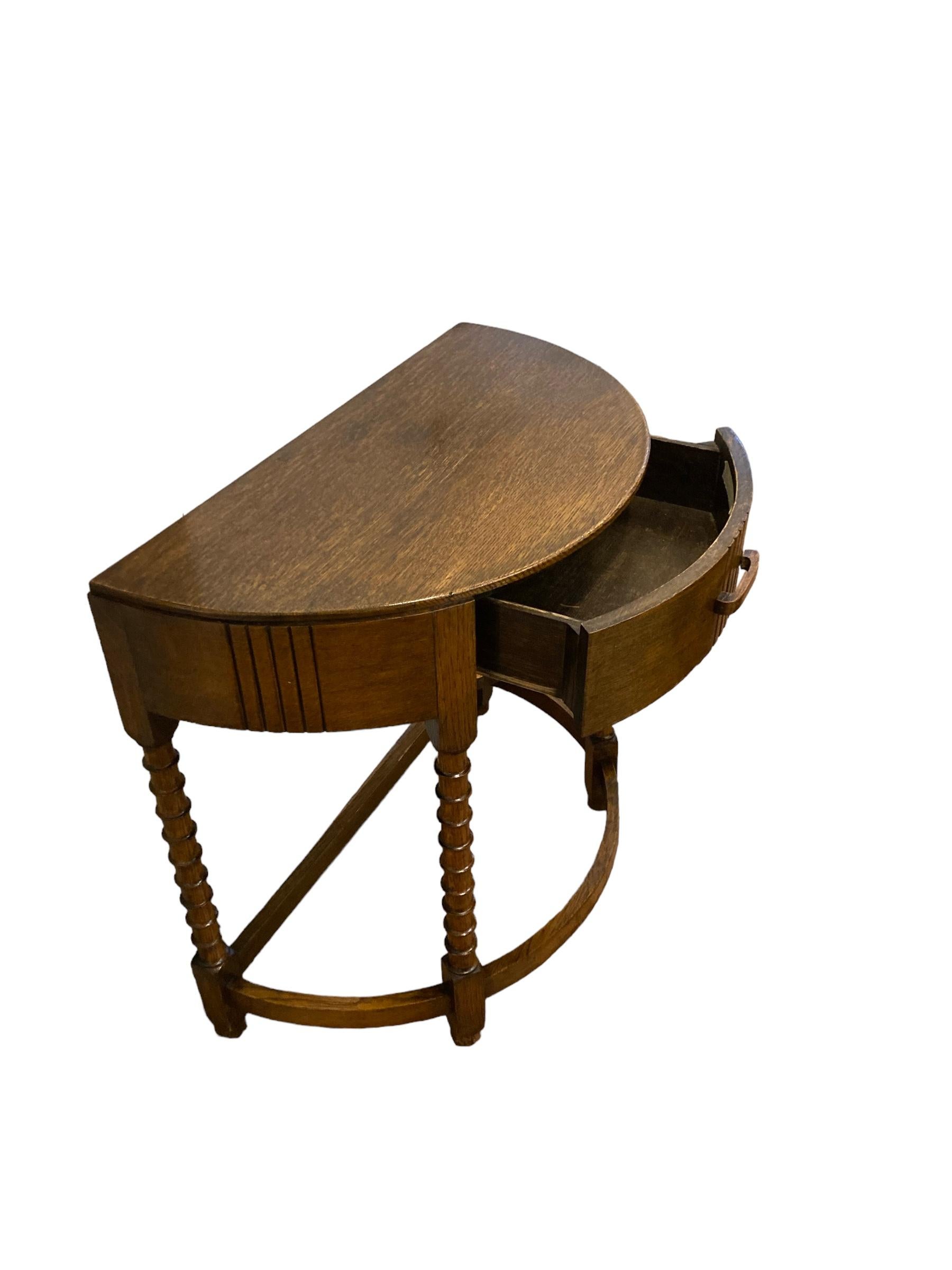 half moon oak table