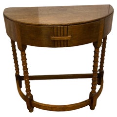 Art Deco Oak Half Moon Hall or Side Table