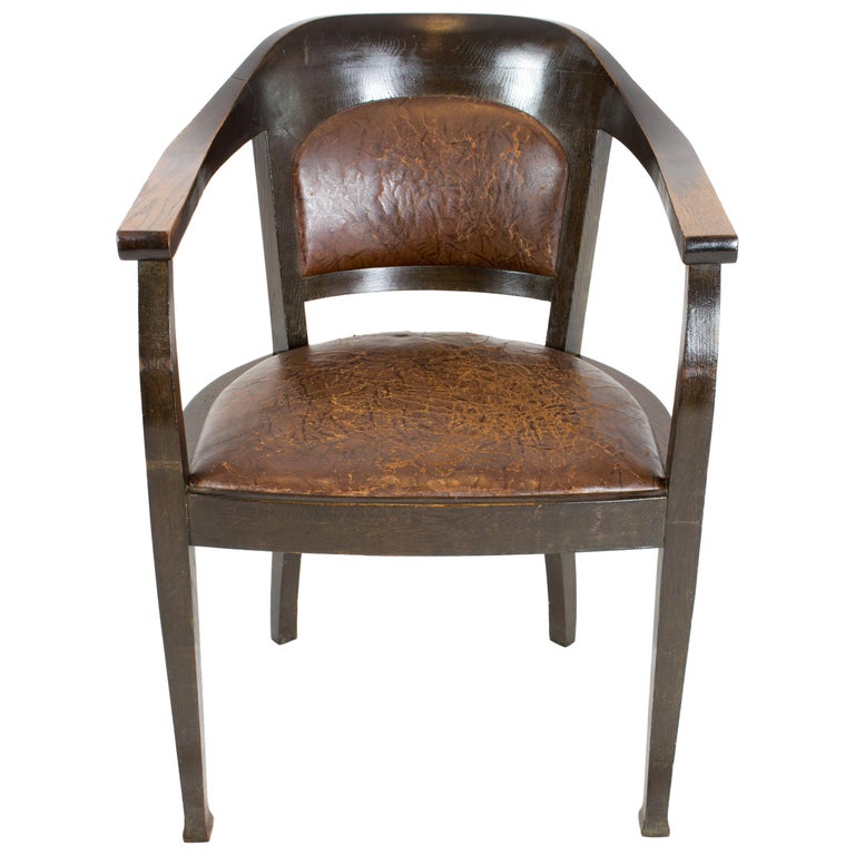 Art Deco Eichen Ledersessel Im Angebot Bei 1stdibs