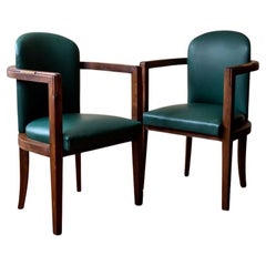 Art Deco Eiche & Leder Sessel