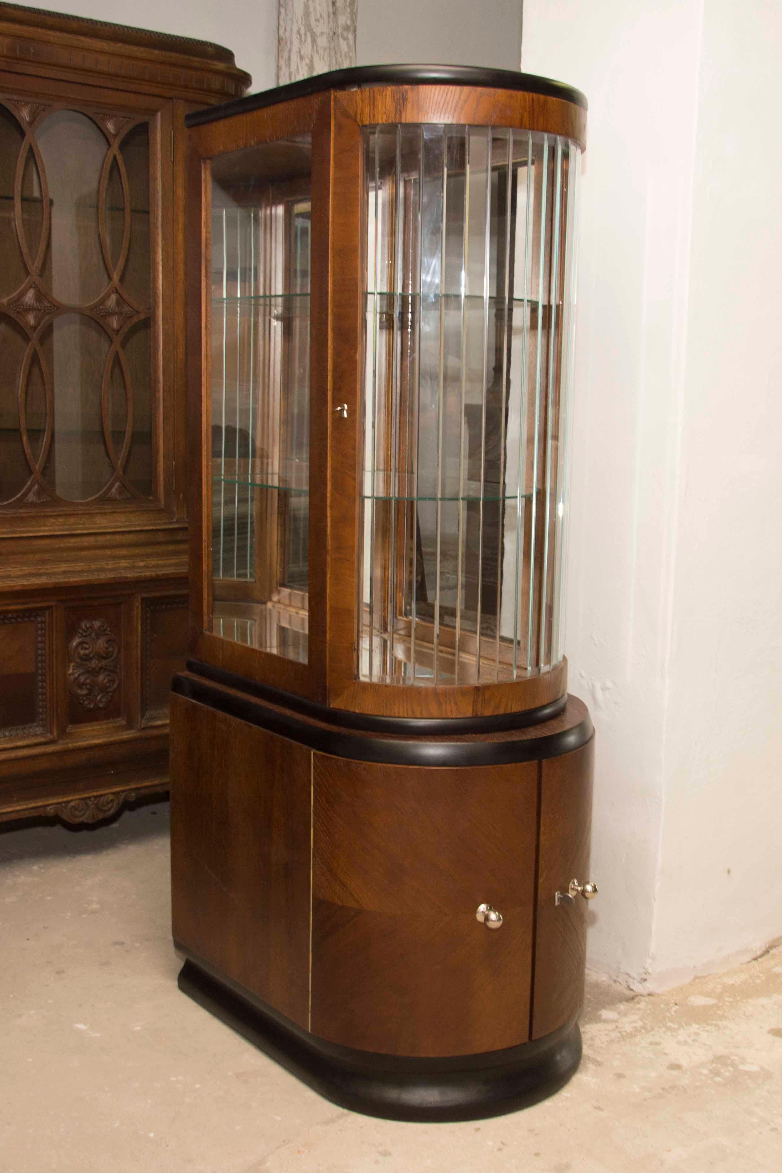 Czech Art Deco Oak Liquor Cabinet, 1930s