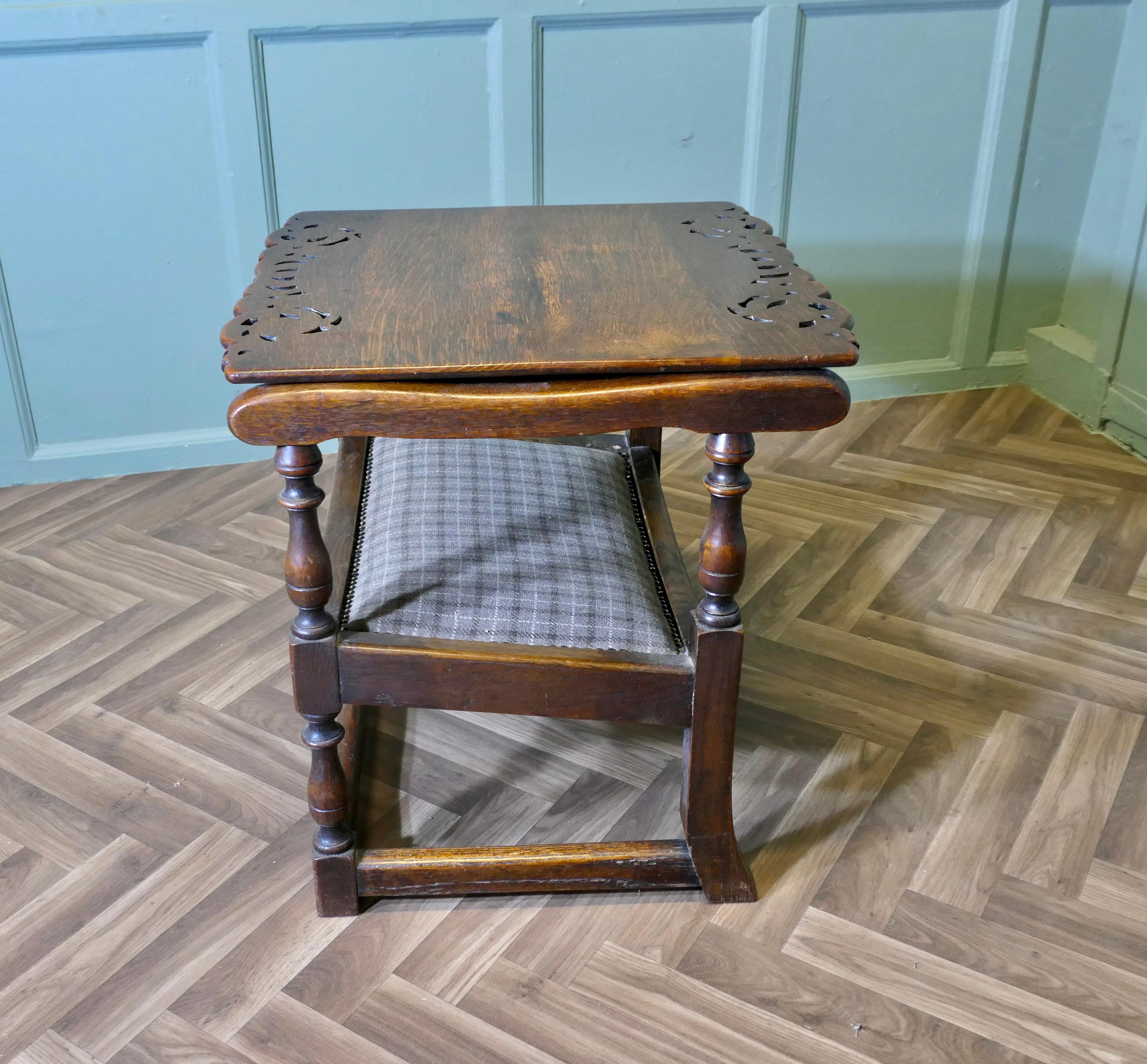Art Deco Oak Monks Bench Coffee Table
This useful piece is known as a Monks Bench, it is in fact a seat and the back of the seat can be pulled over, it then rests on the top of the arms making a very useful coffee table  
A great idea and very