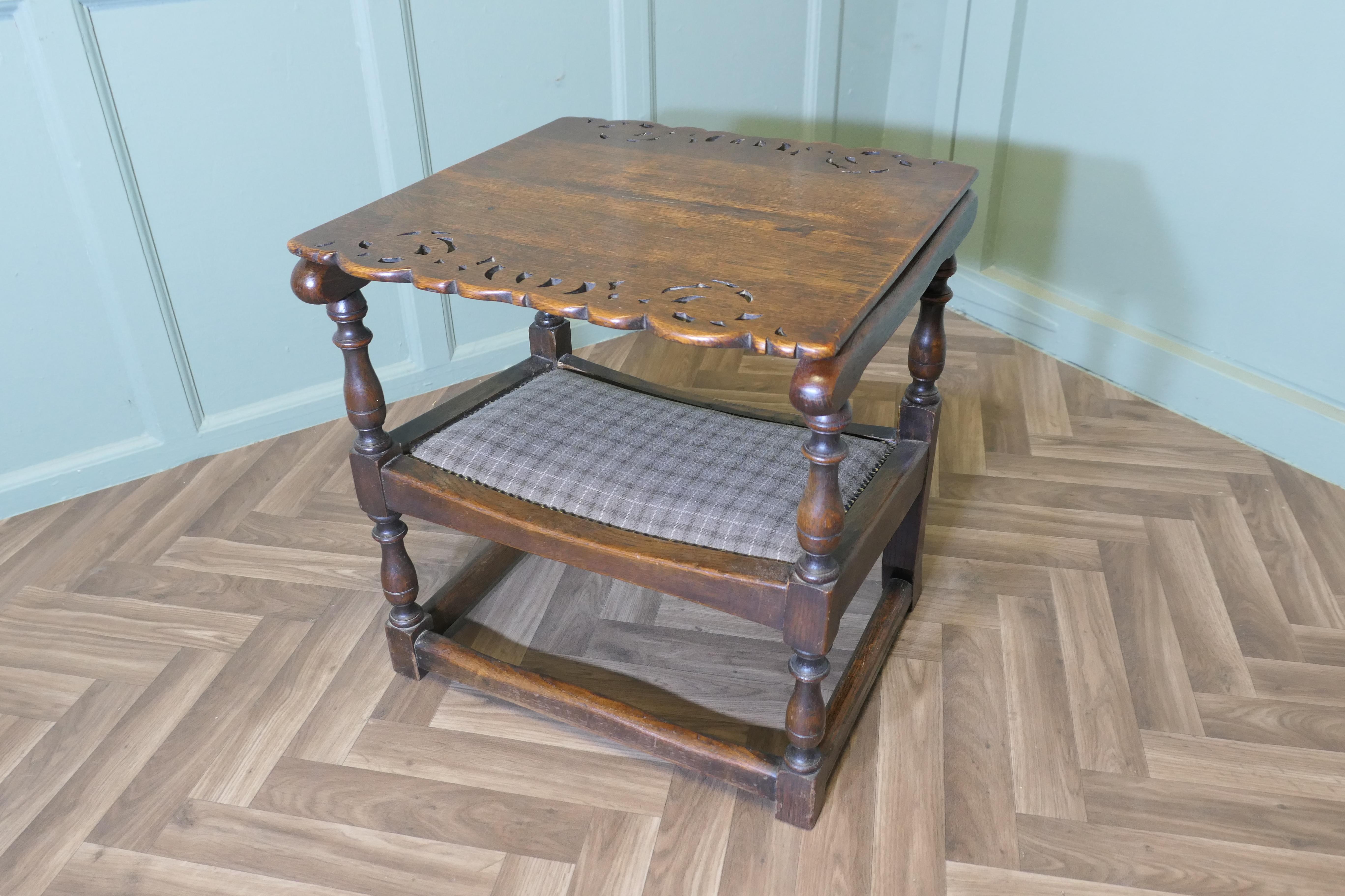 Country Art Deco Oak Monks Bench Coffee Table For Sale