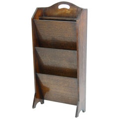 Antique Art Deco Oak Newspaper Stand Magazine Stand English, circa 1920s