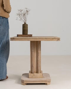 Art Deco Oak Pedestal Table, France, 1930-1939, Geometric Design