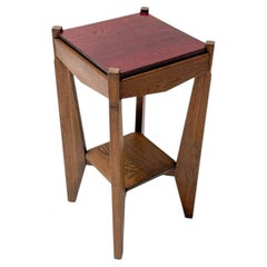 Art Deco Oak Pedestal Table Hendrik Wouda Style, 1920s