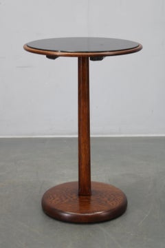 Art Deco Eichen-Sockeltisch mit Glasplatte, Tschechoslowakei, 1930er Jahre