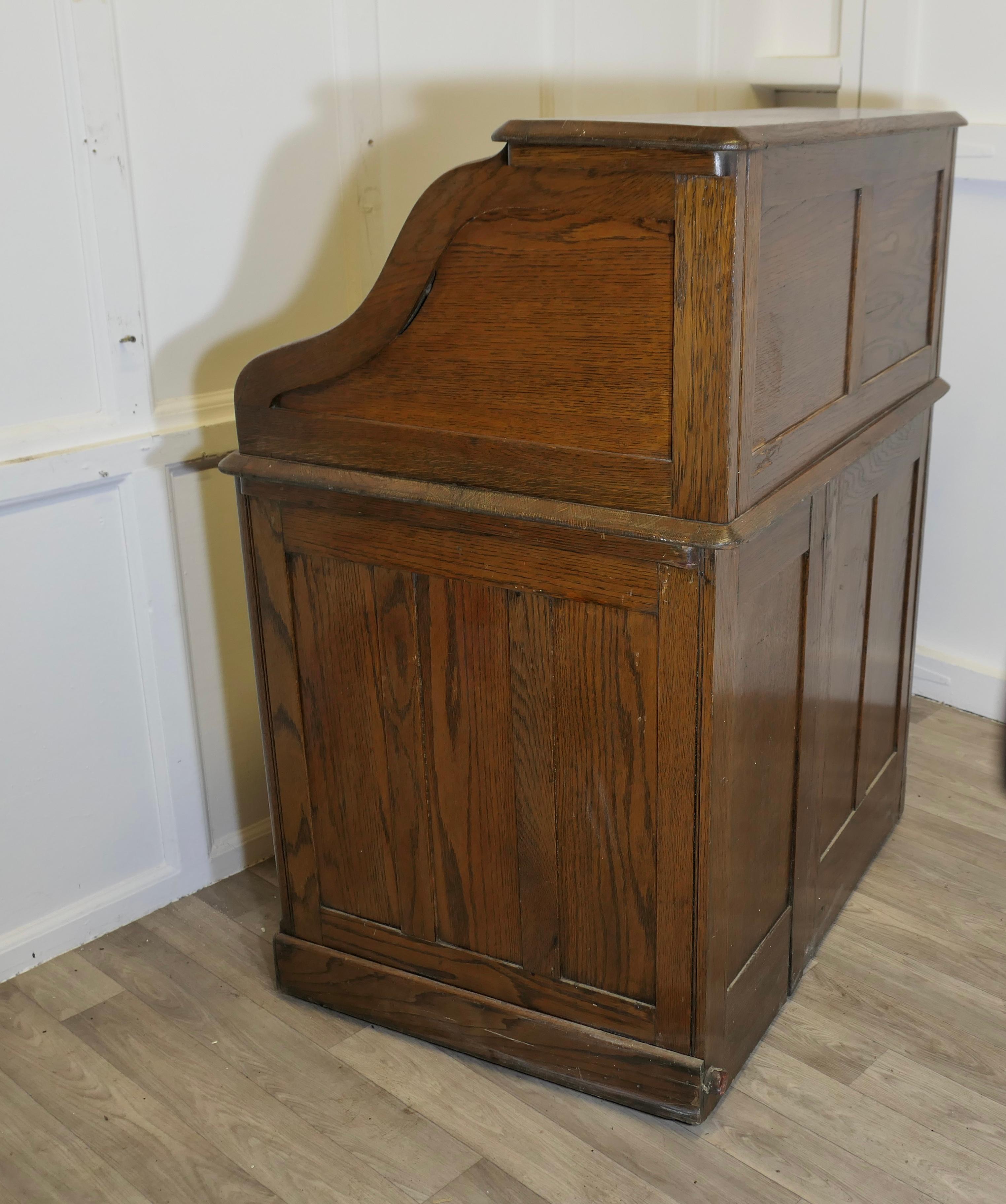Art Deco Oak Roll Top Desk Restaurant Greeter For Sale 6