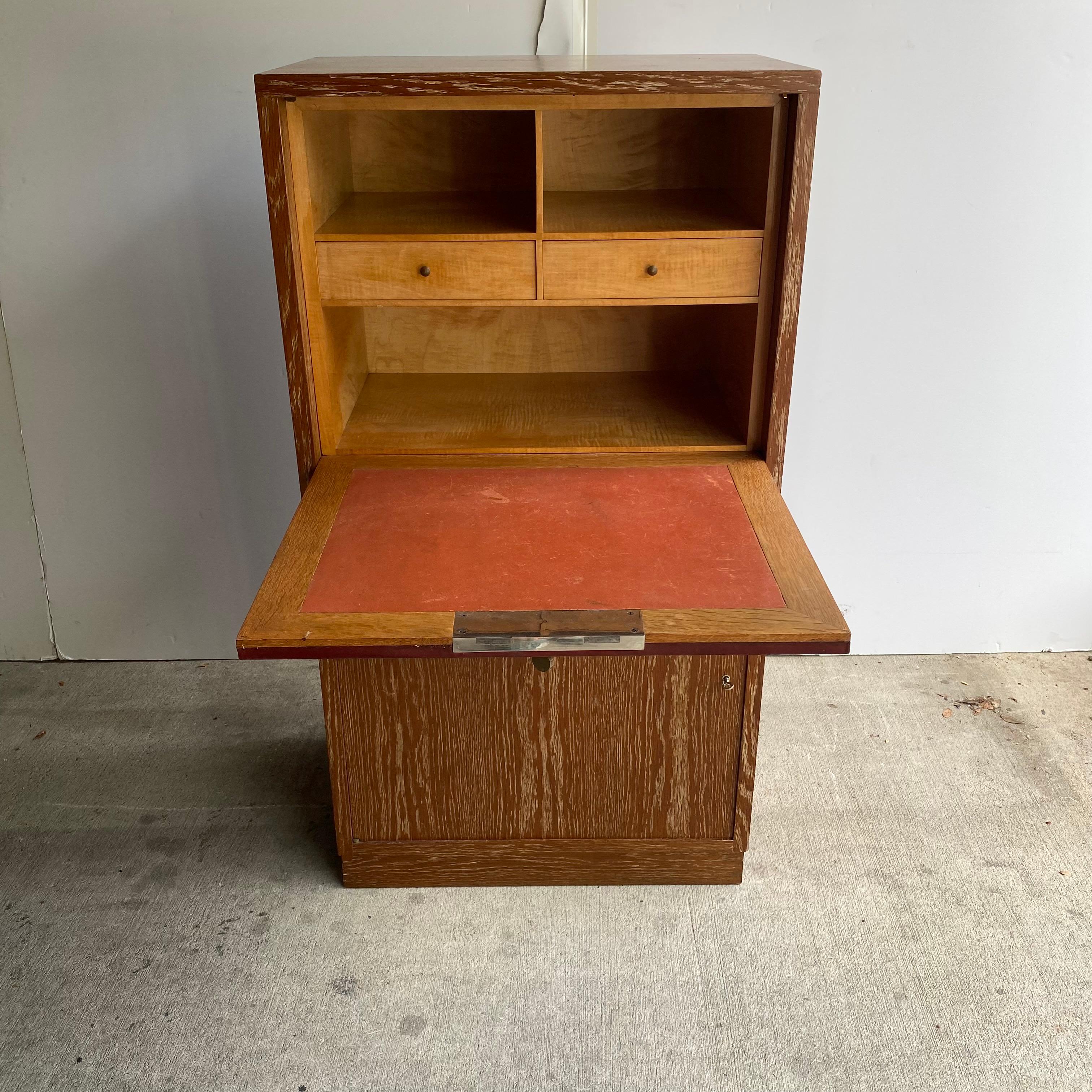 Art Deco Oak Secretary Cabinet by Dudouyt, France, 1930's In Good Condition In Austin, TX