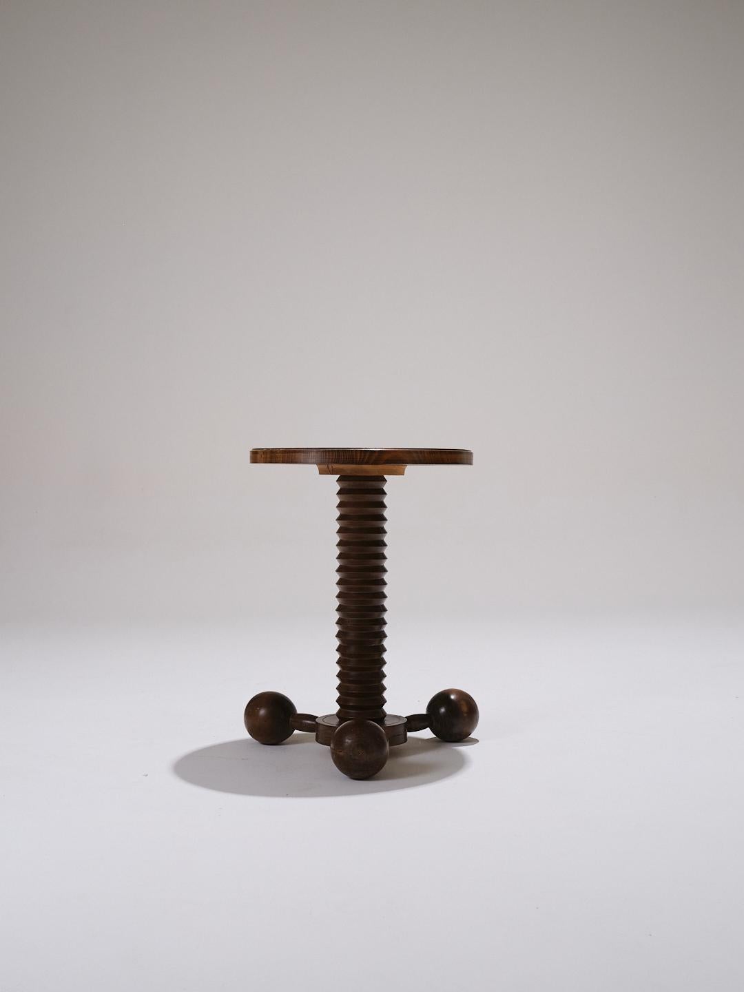 European Art Deco Oak Side Table, Charles Dudouyt, 1930s For Sale