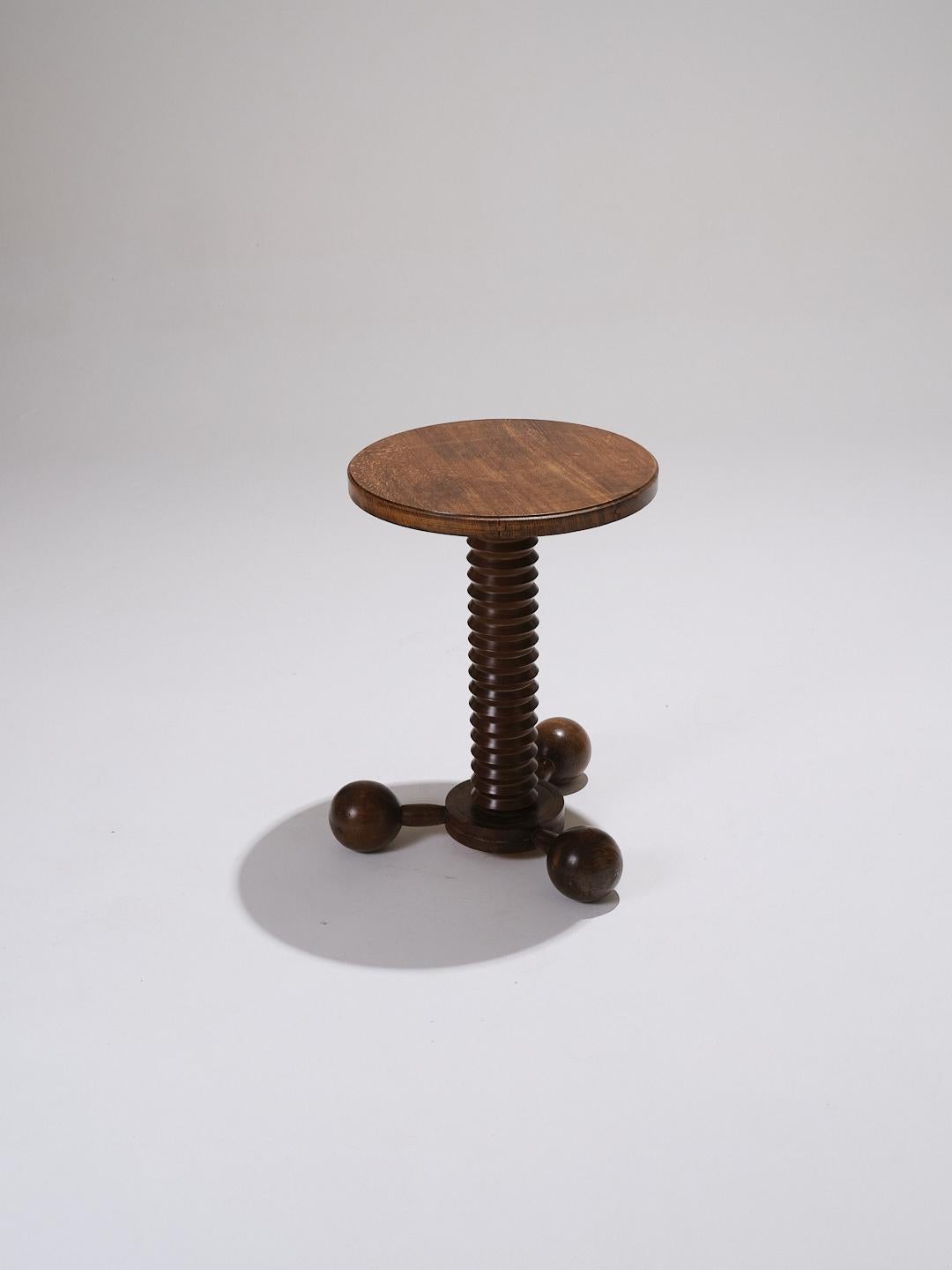 Art Deco Oak Side Table, Charles Dudouyt, 1930s In Good Condition For Sale In PARIS, FR