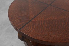 Art Deco Oak Side Table with Sculptural Base and Geometric Top, Belgium ca. 1920