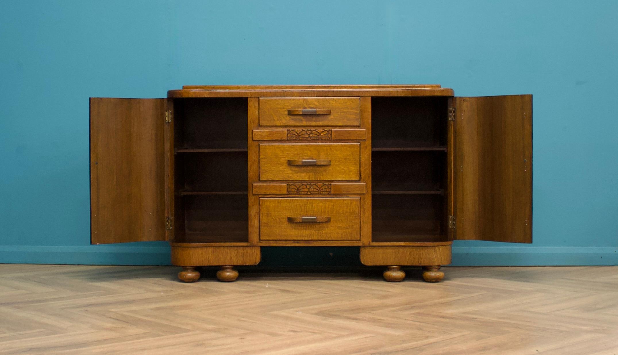 Art Deco Oak Sideboard, 1930s For Sale 7