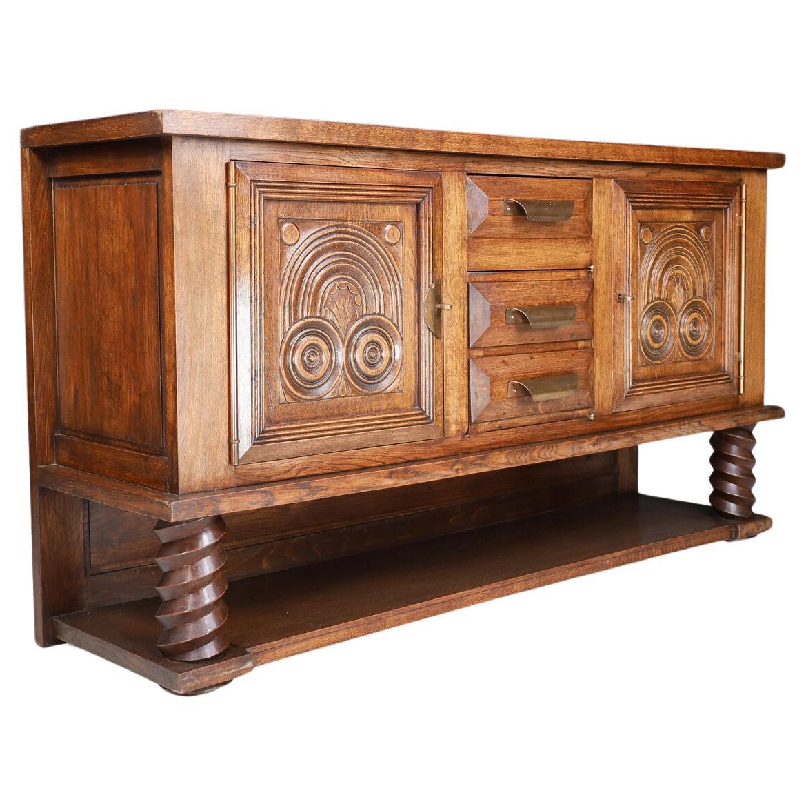 Mid-20th Century Art Deco Oak Sideboard by Charles Dudouyt, circa 1940s For Sale
