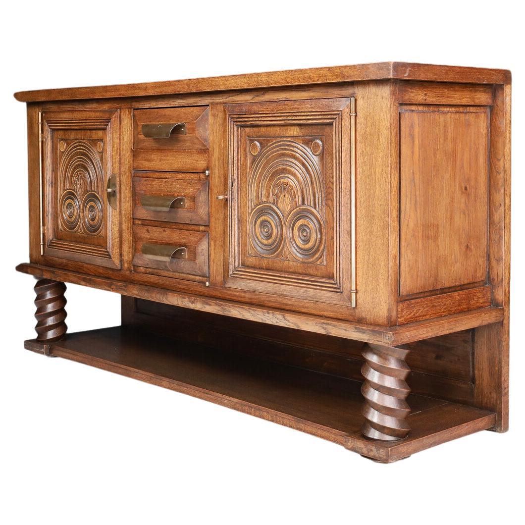 Art Deco Oak Sideboard by Charles Dudouyt, circa 1940s For Sale 1