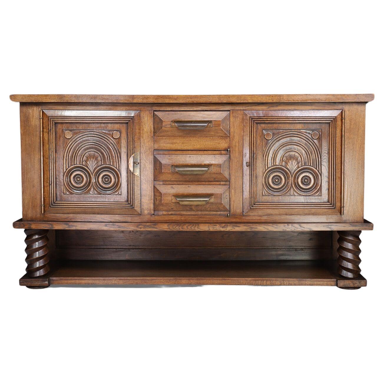 Art Deco Oak Sideboard by Charles Dudouyt, circa 1940s For Sale 3