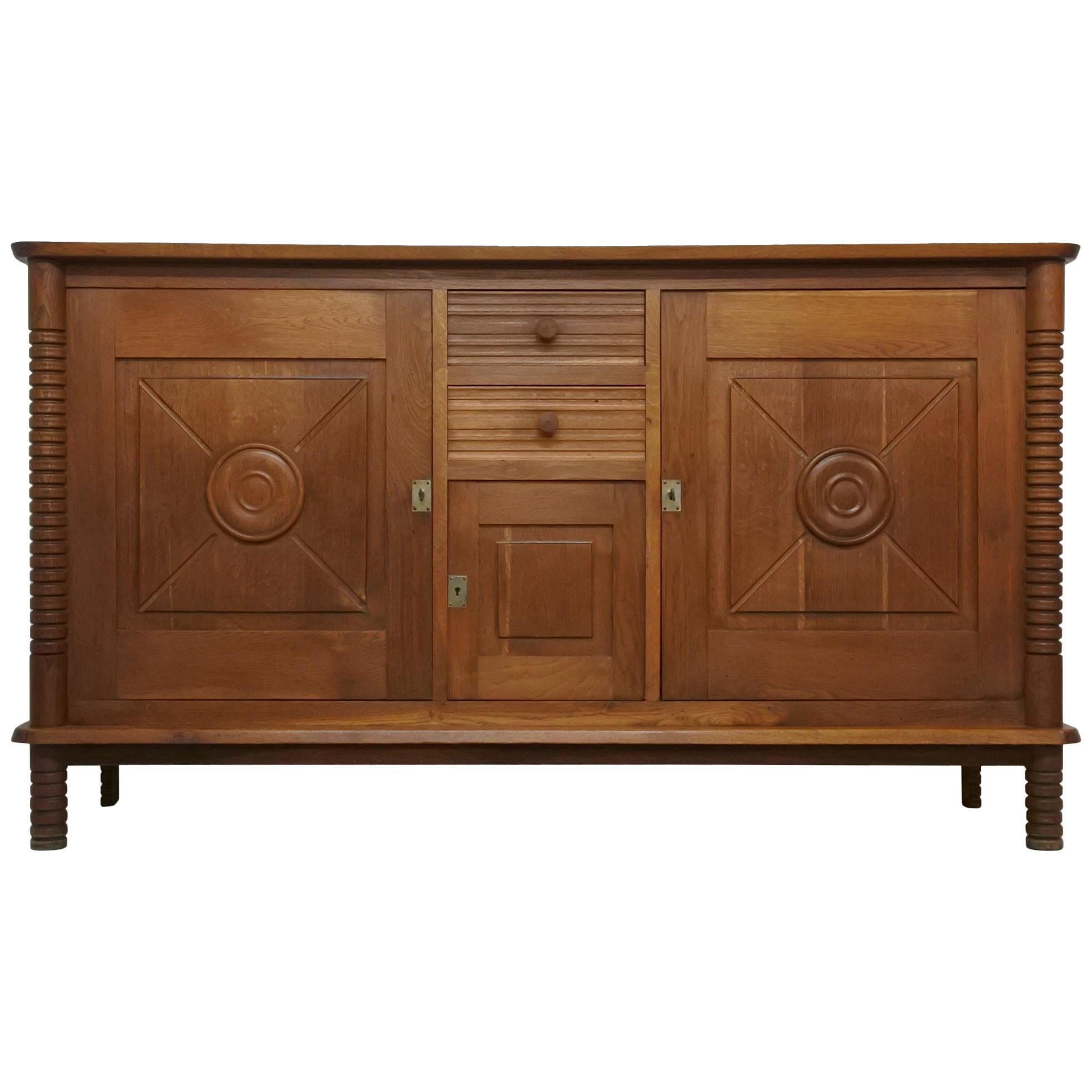 Art Deco Oak Sideboard by Charles Dudouyt, France, 1930s