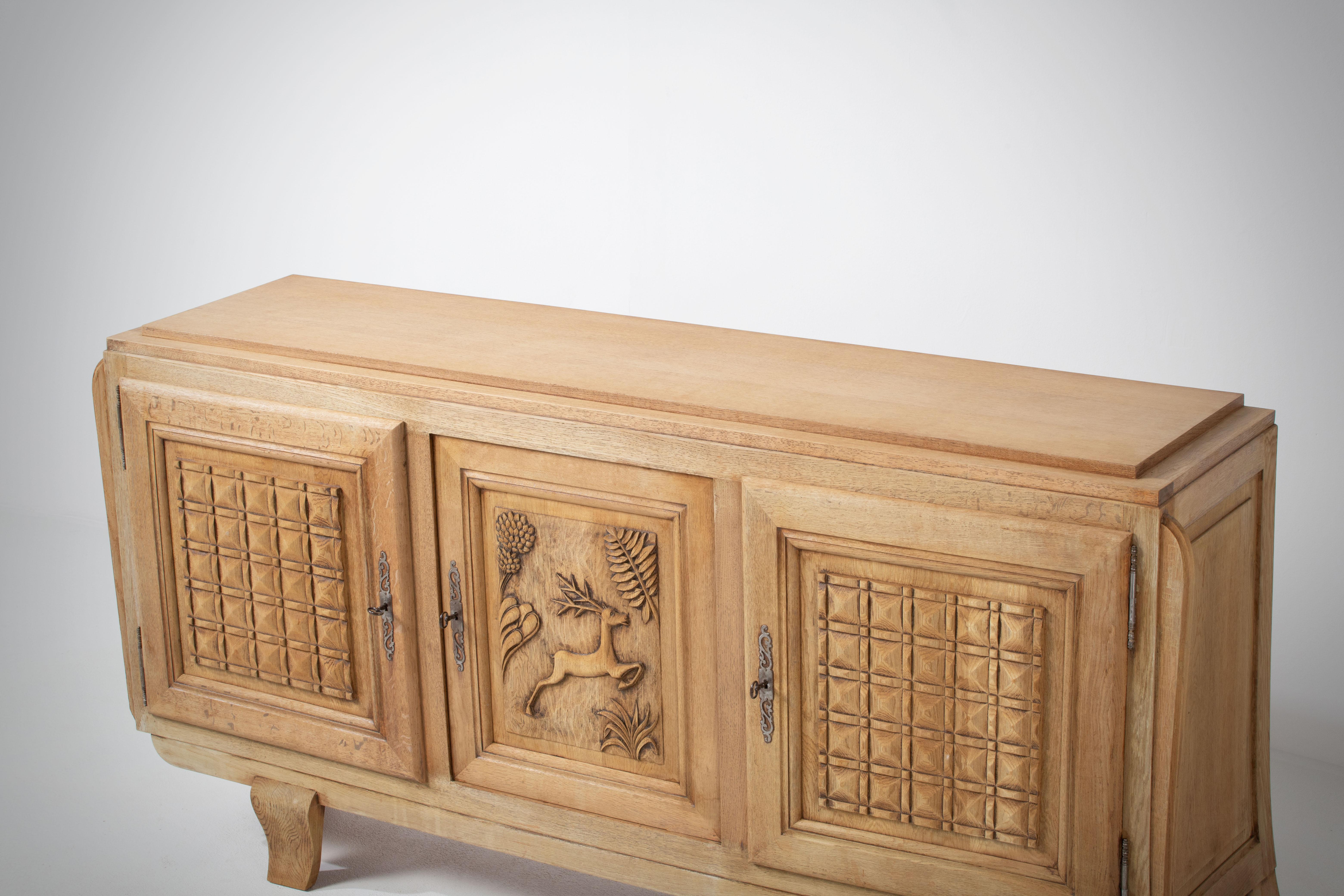 Art Deco Oak Sideboard, France, 1940s For Sale 4