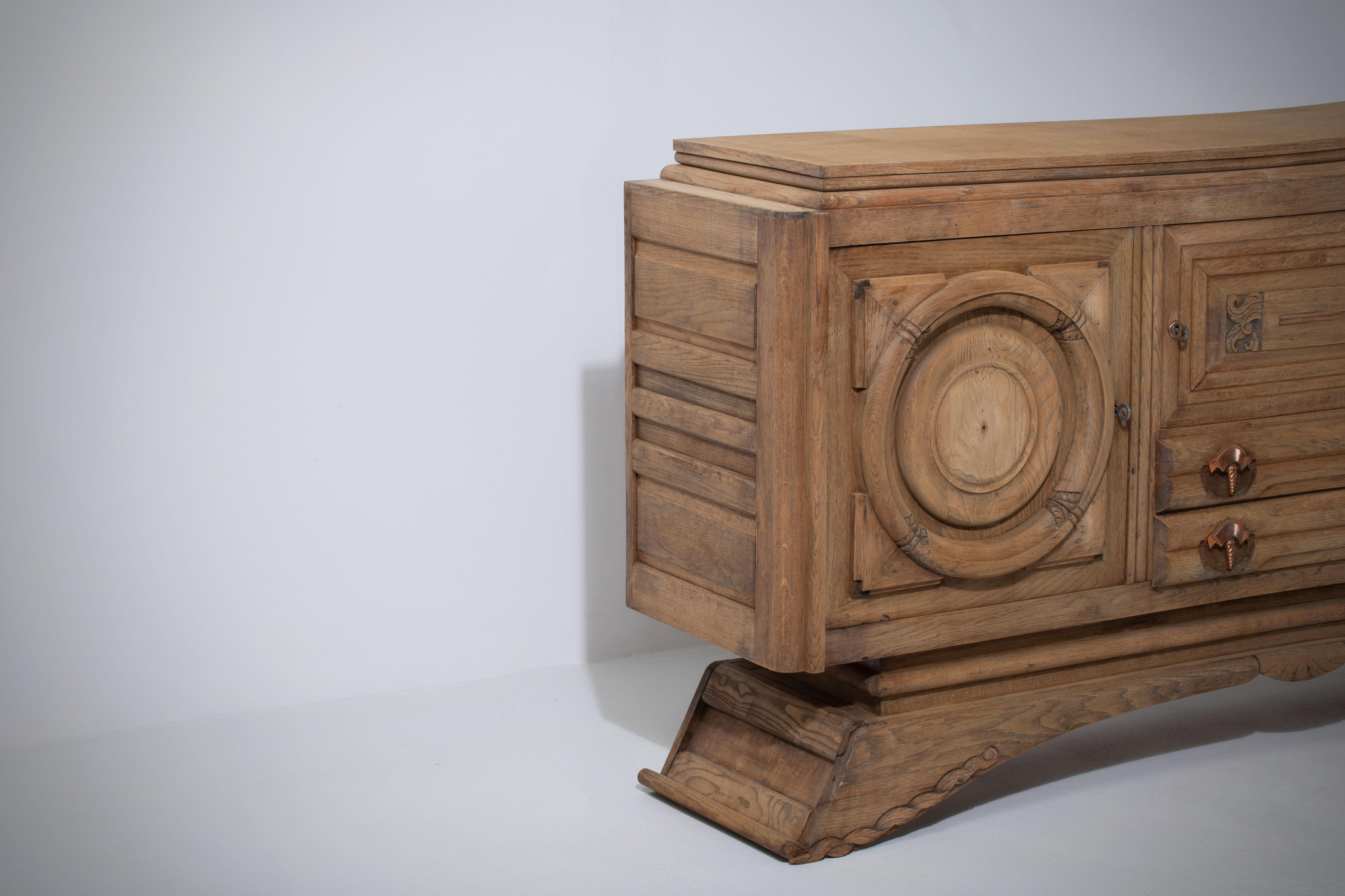 Art Deco Oak Sideboard, France, 1940s 10