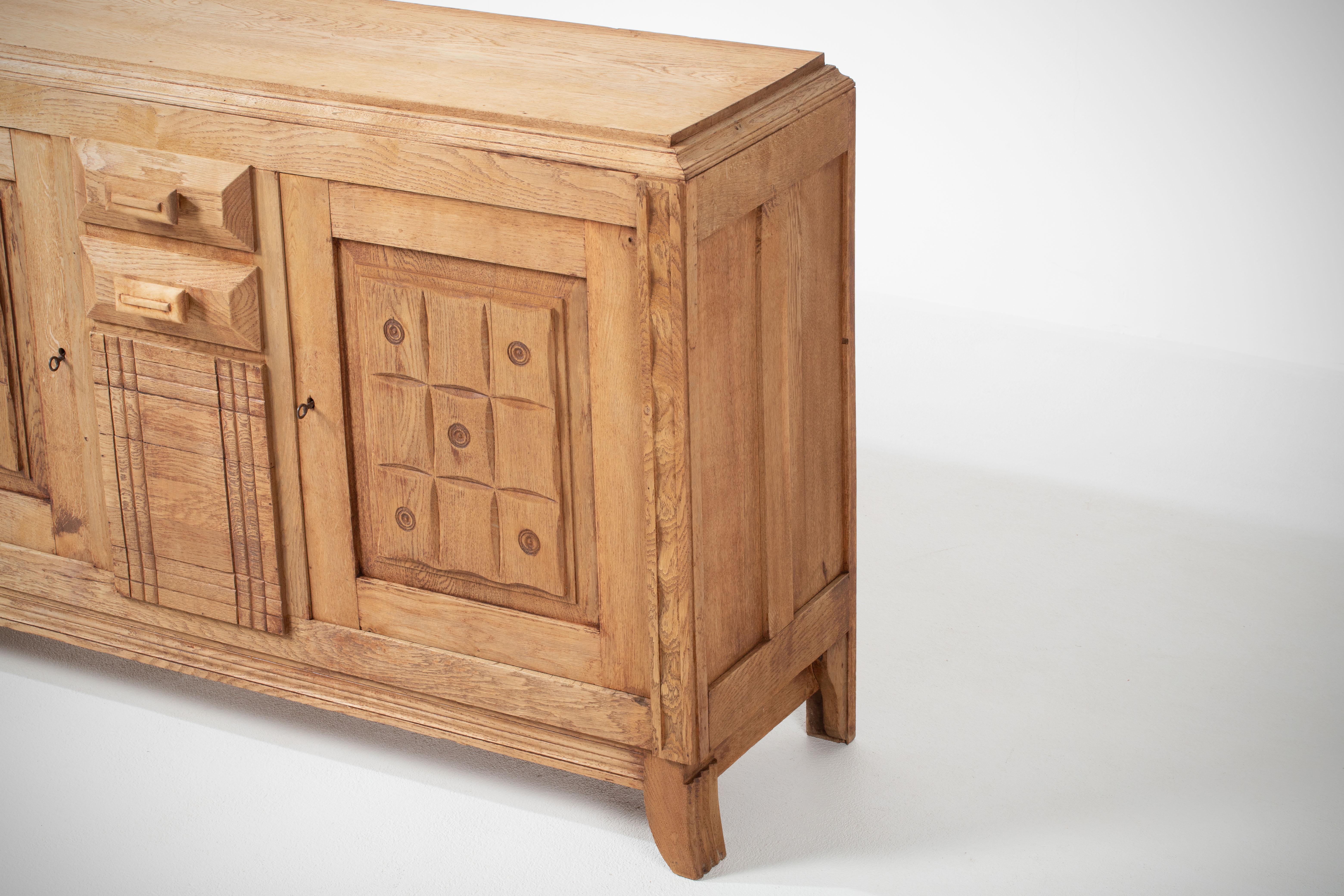 Art Deco Oak Sideboard, France, 1940s For Sale 3