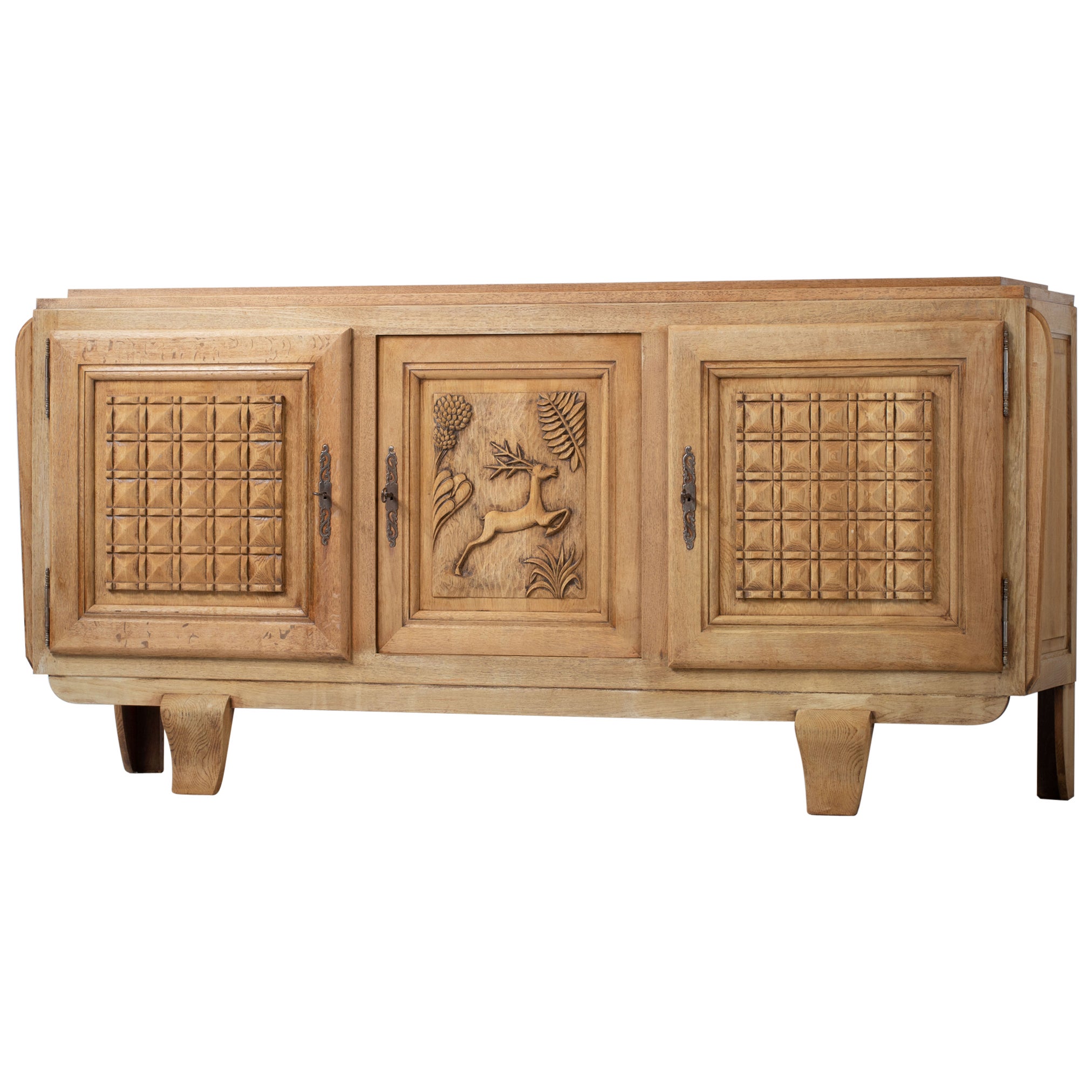 Art Deco Oak Sideboard, France, 1940s