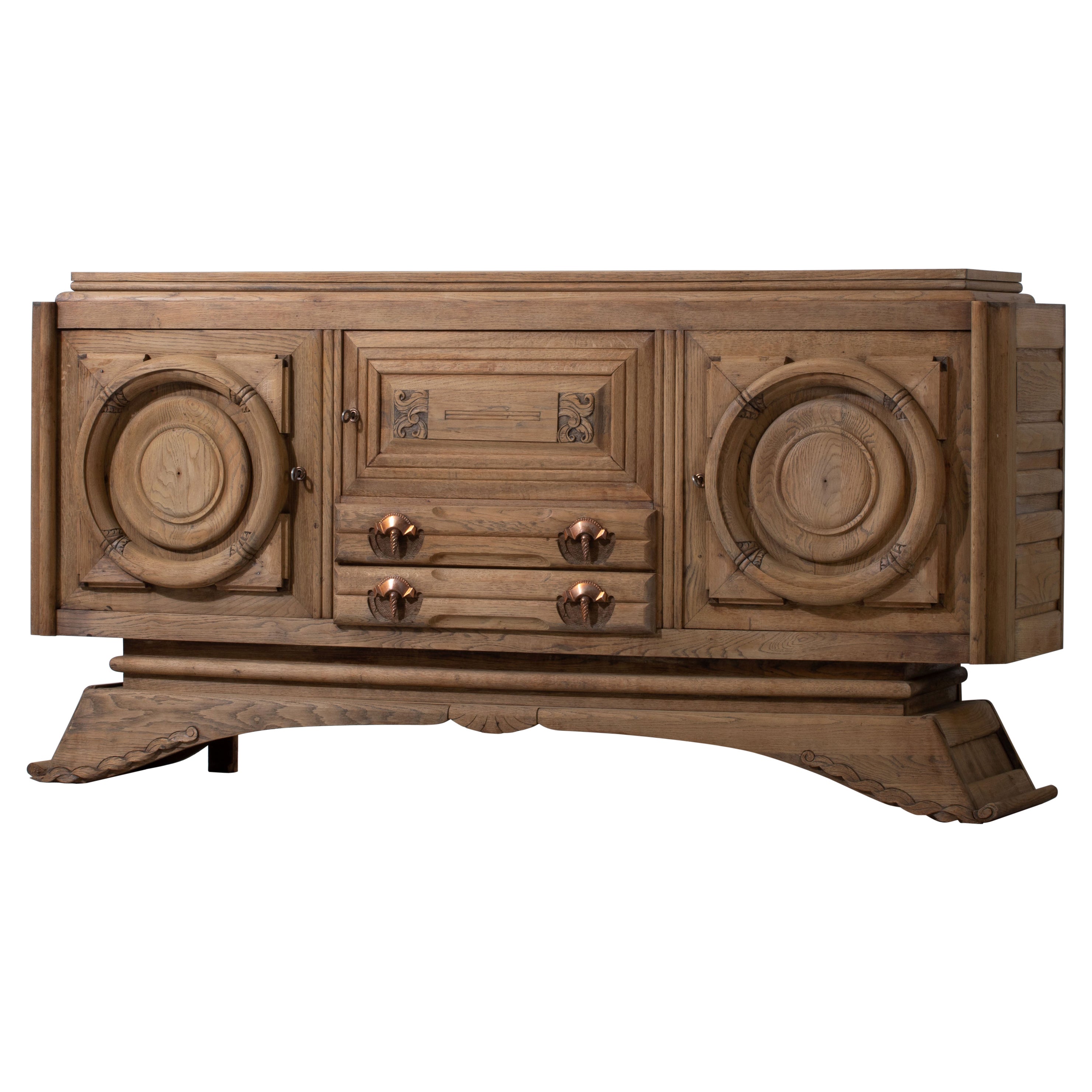 Art Deco Oak Sideboard, France, 1940s